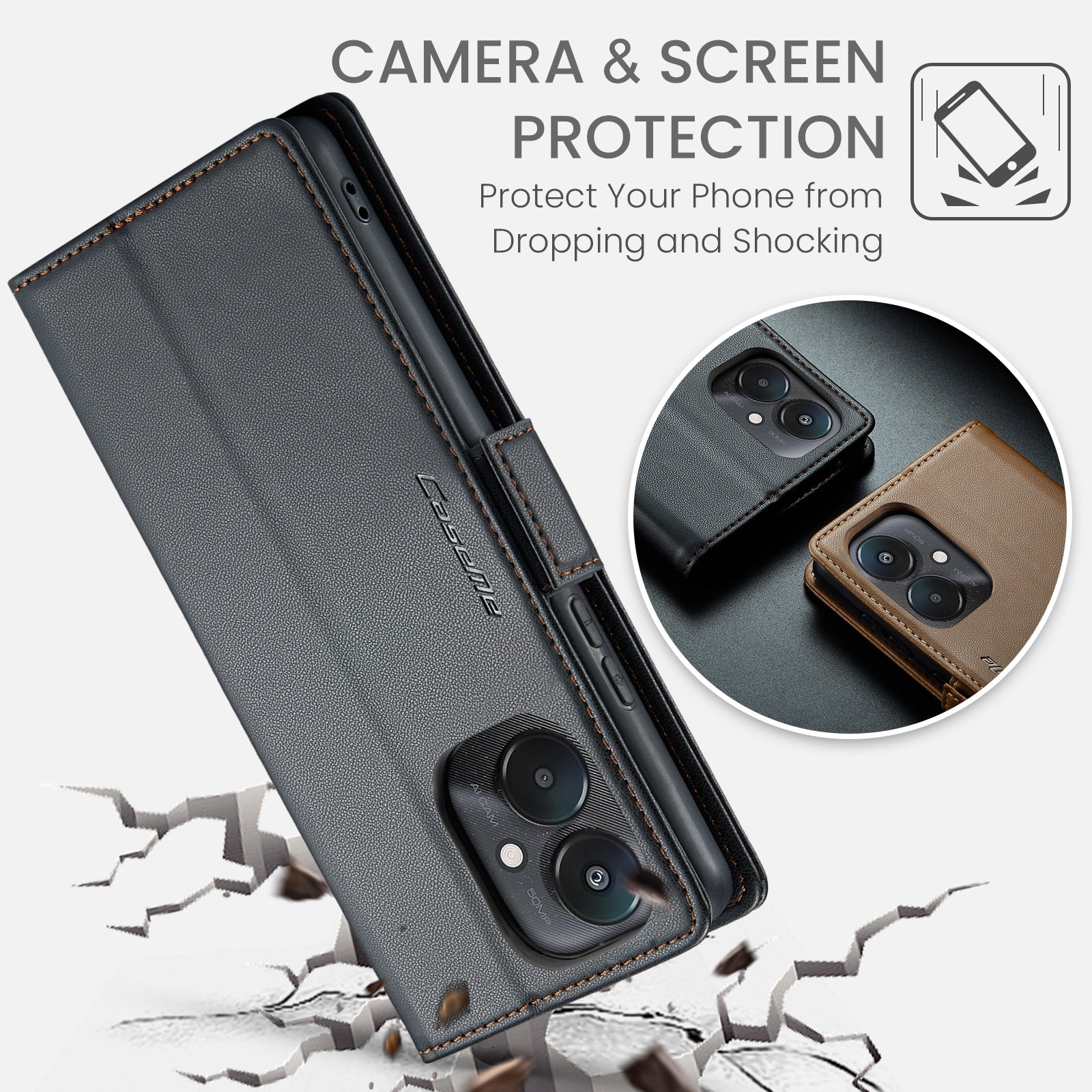 Xiaomi Poco C65 CaseMe Retro Wallet Case [Black]