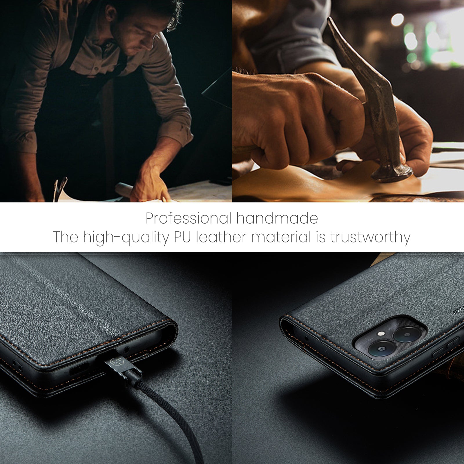 Xiaomi Poco C65 CaseMe Retro Wallet Case [Black]