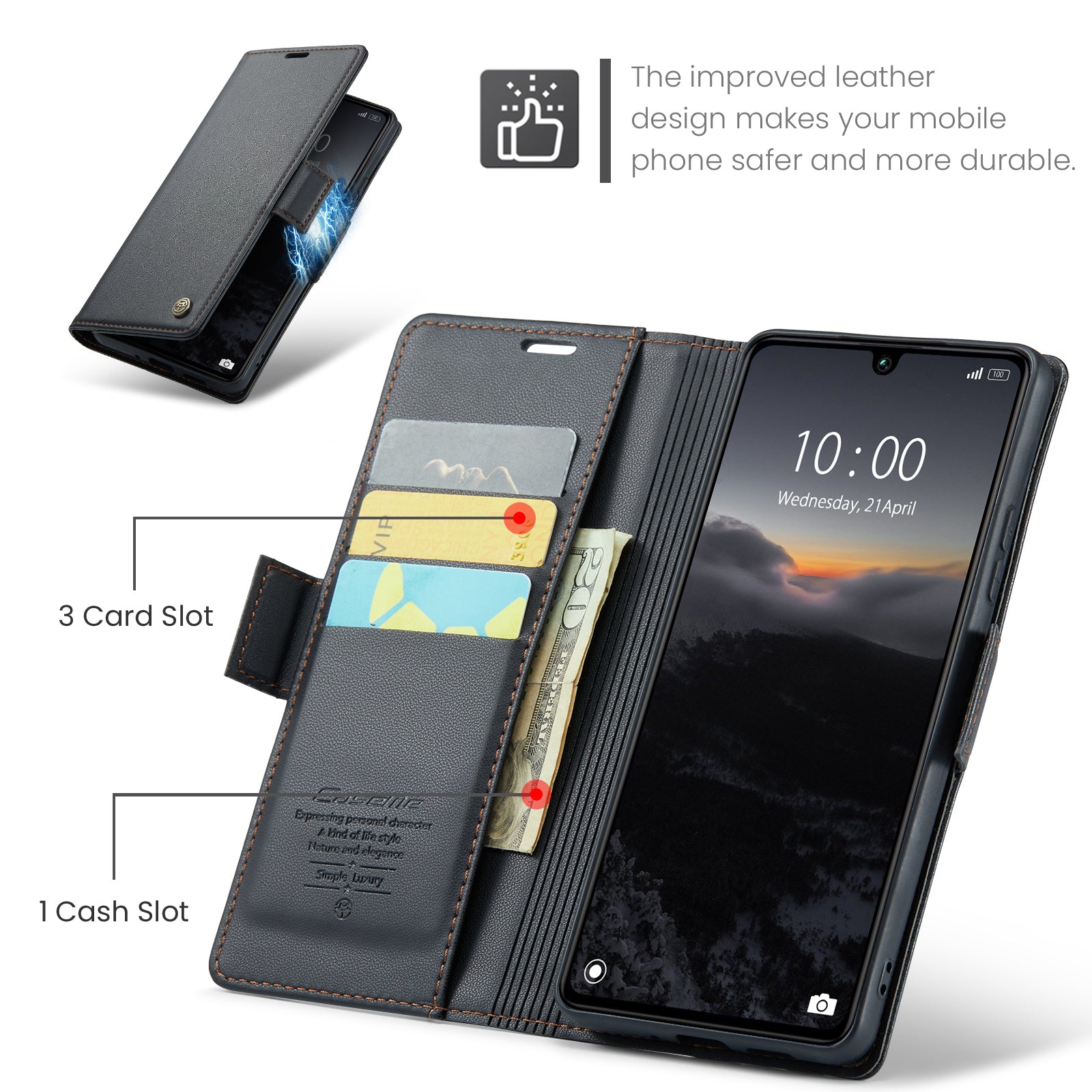 Xiaomi Poco C65 CaseMe Retro Wallet Case [Black]