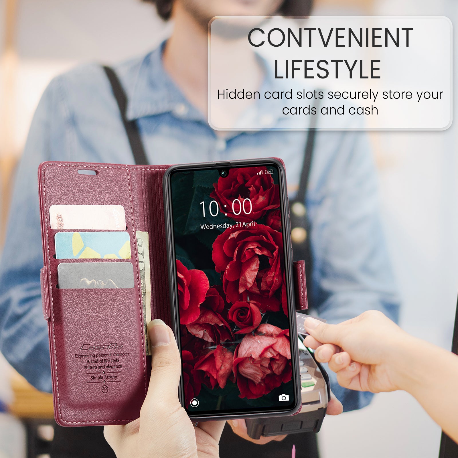 Xiaomi Poco C65 CaseMe Retro Wallet Case [Maroon]