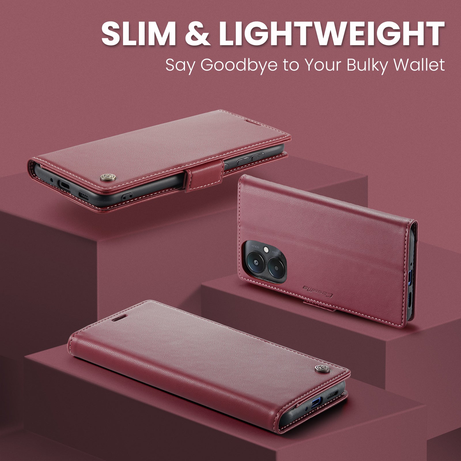 Xiaomi Poco C65 CaseMe Retro Wallet Case [Maroon]