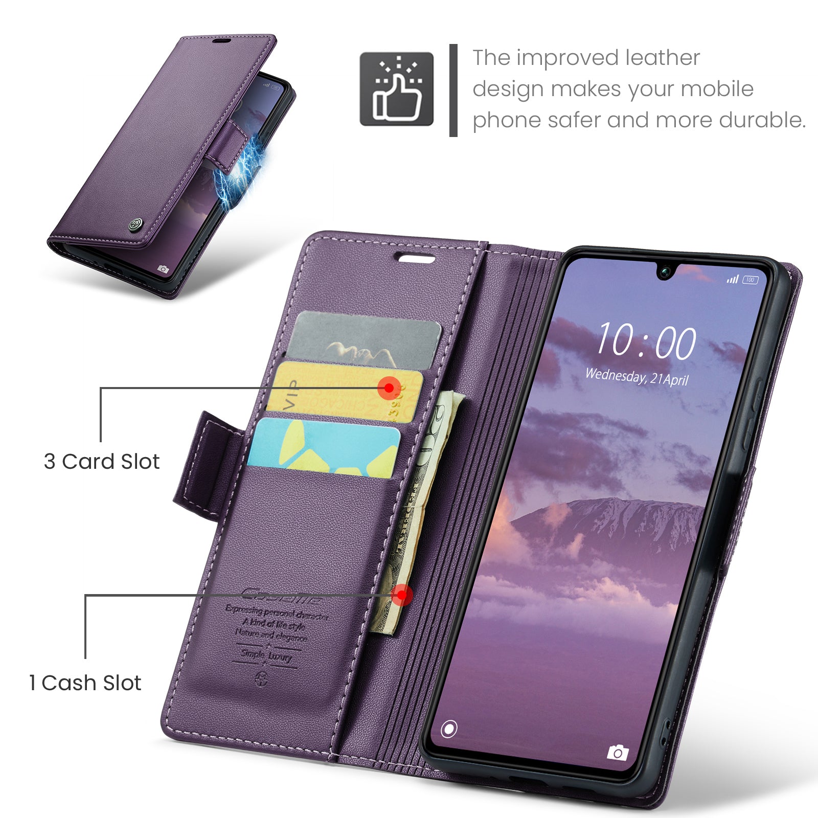 Xiaomi Poco C65 CaseMe Retro Wallet Case [Purple]