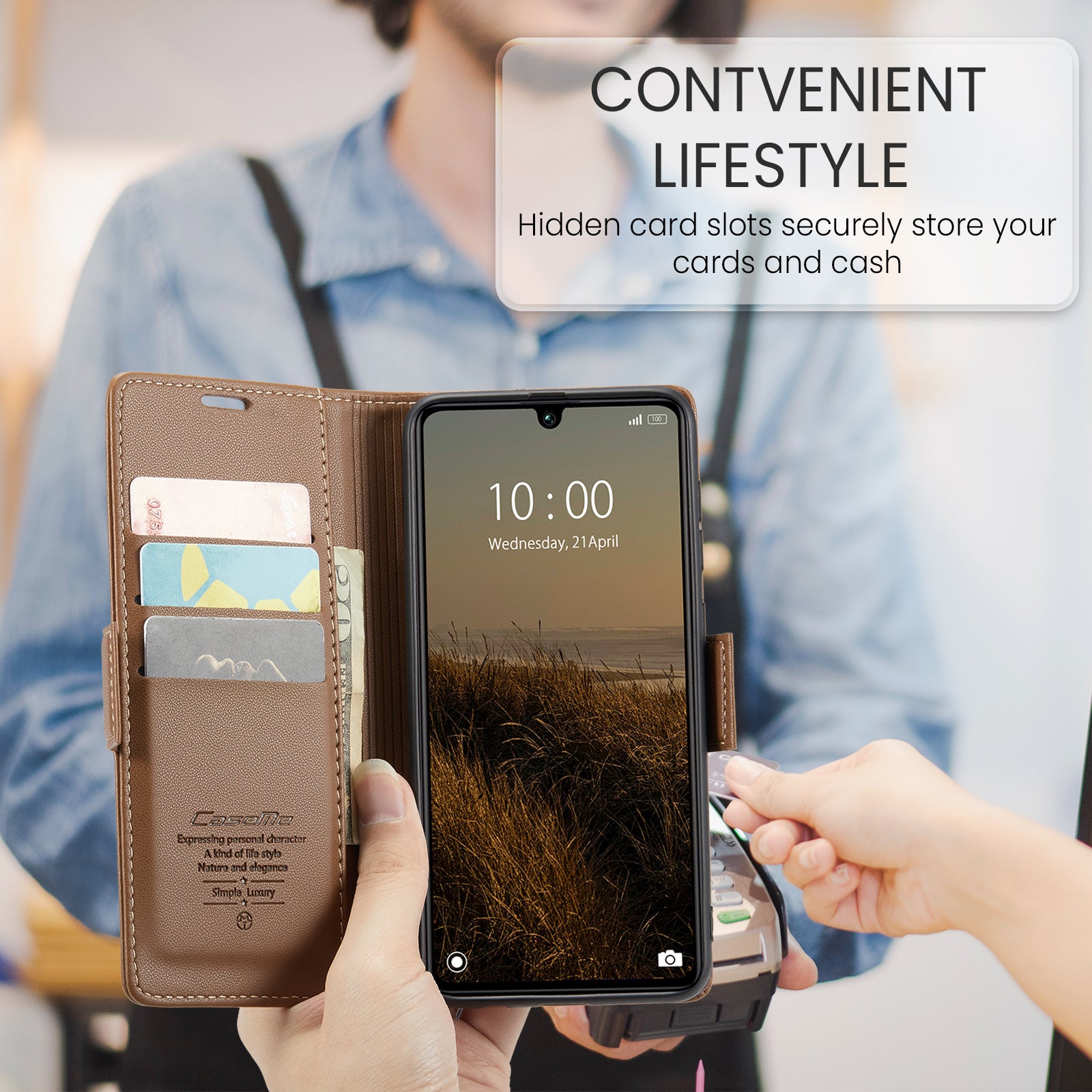 Xiaomi Poco C65 CaseMe Retro Wallet Case [Brown]