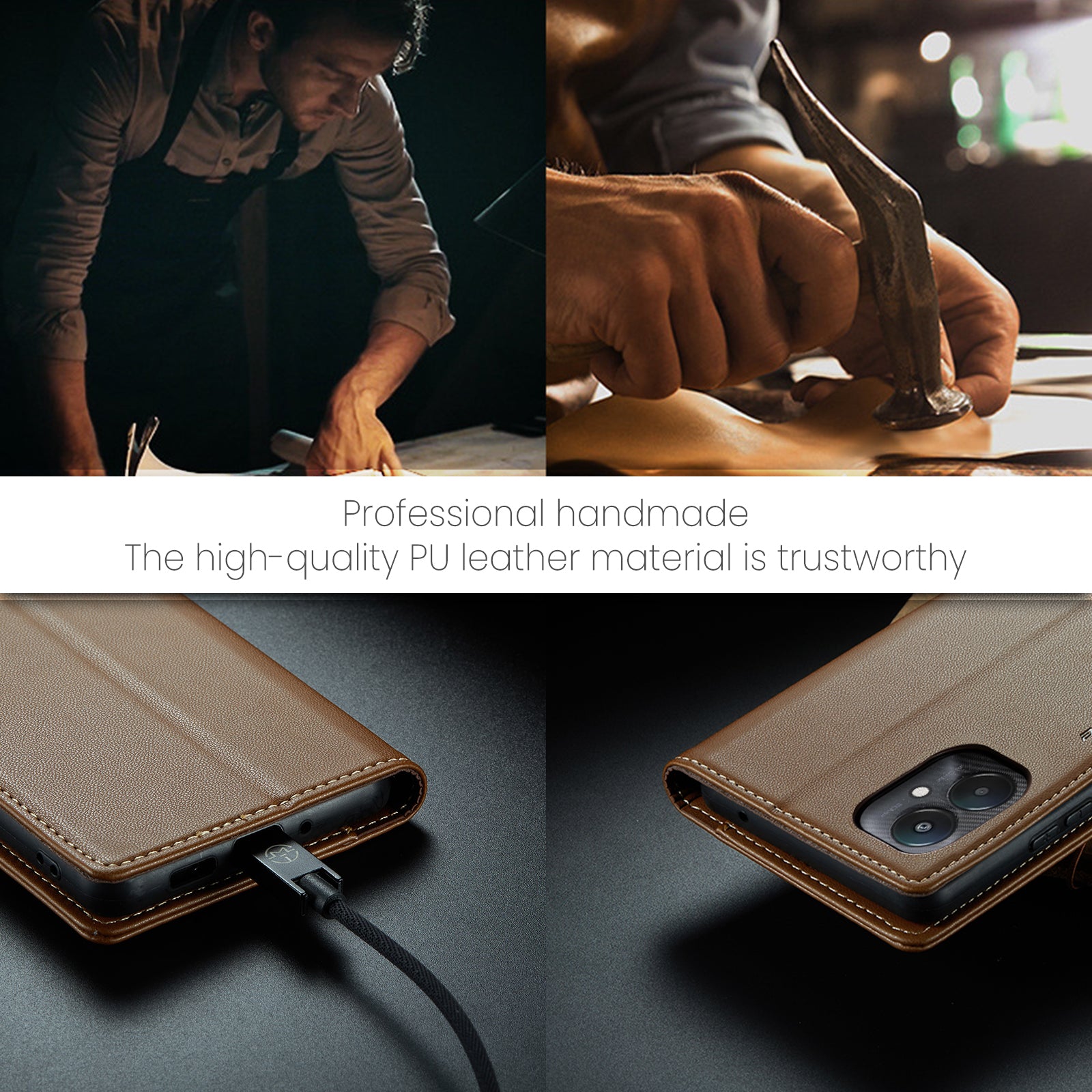 Xiaomi Poco C65 CaseMe Retro Wallet Case [Brown]