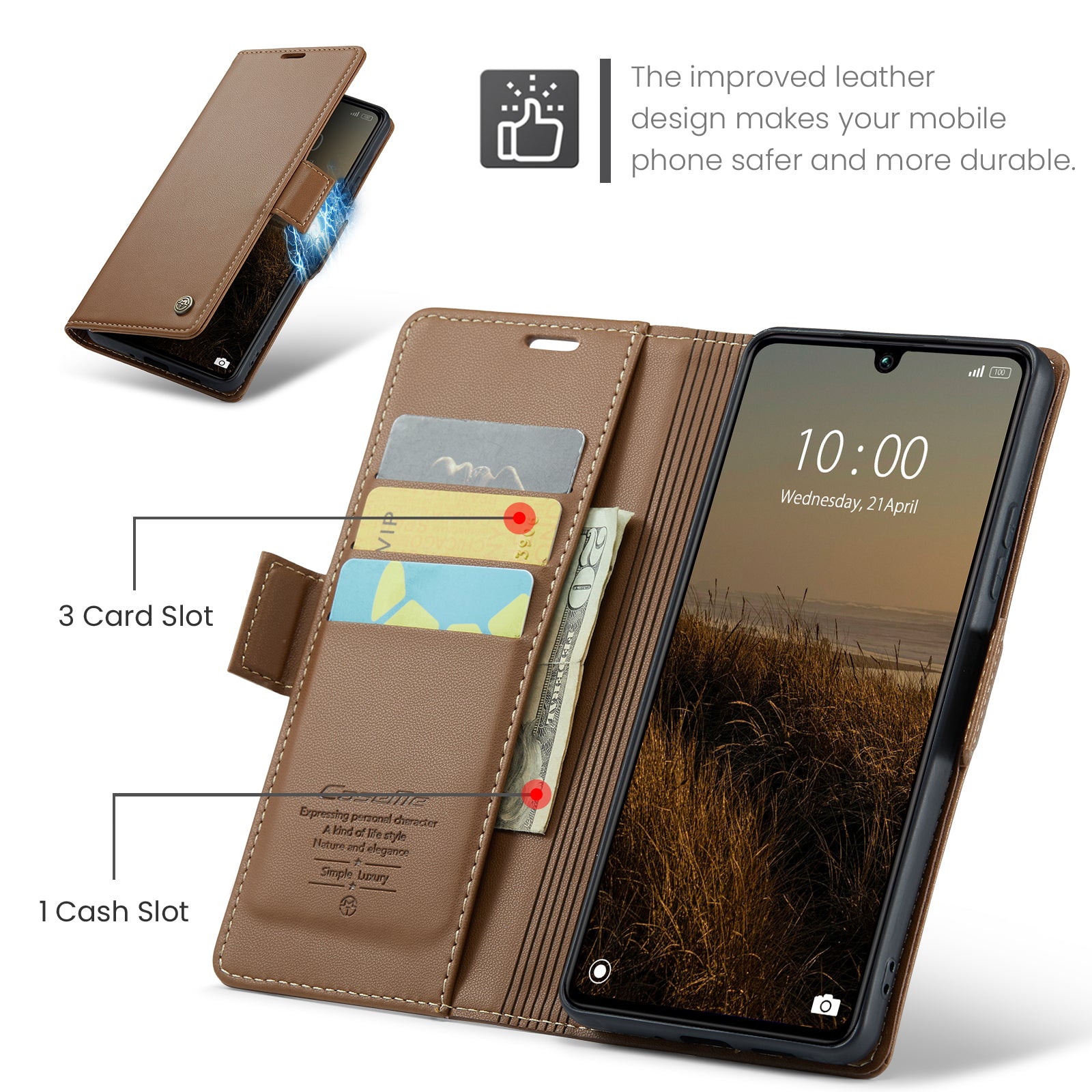 Xiaomi Poco C65 CaseMe Retro Wallet Case [Brown]