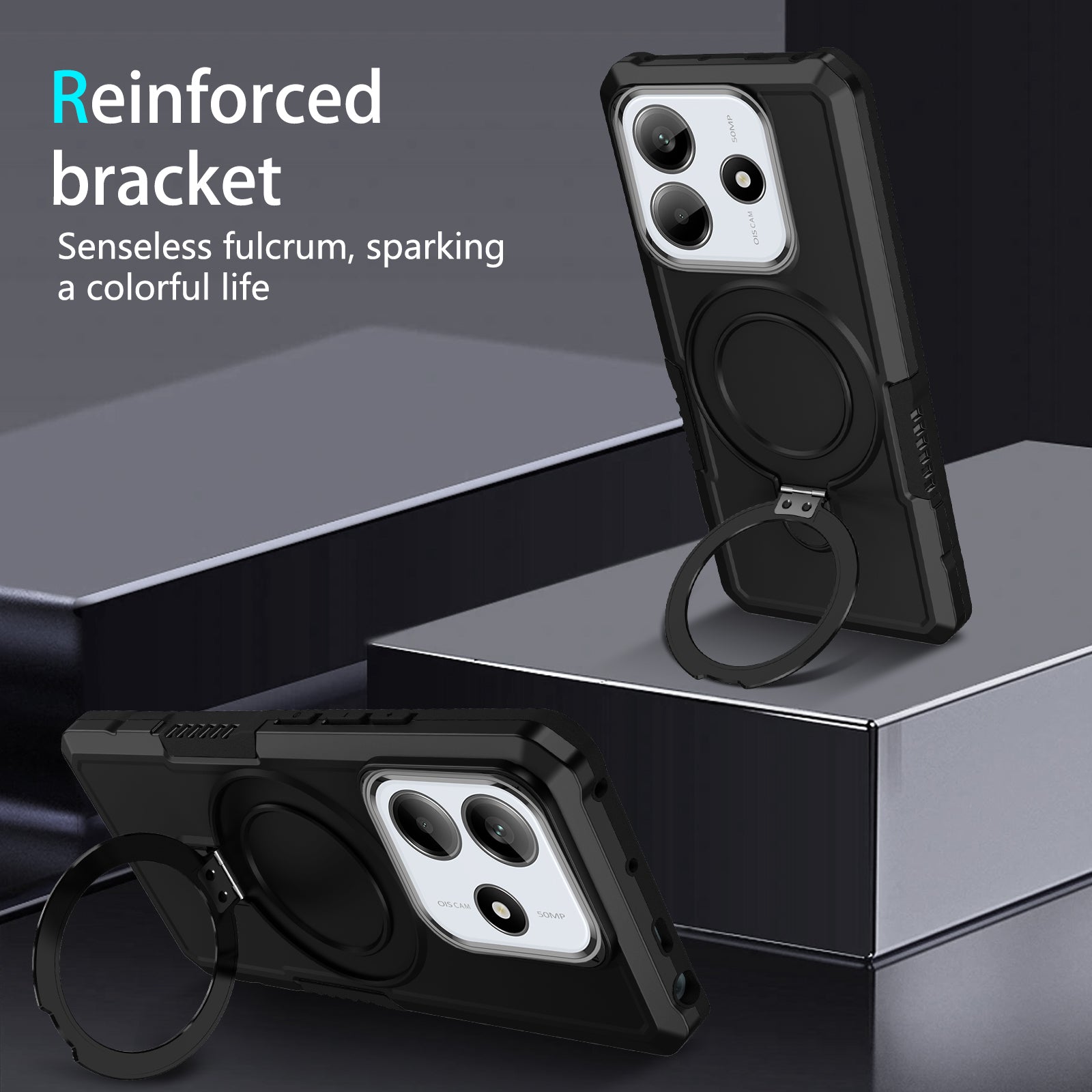 Xiaomi Redmi Note 14 5G Case Ring Kickstand [Navy]