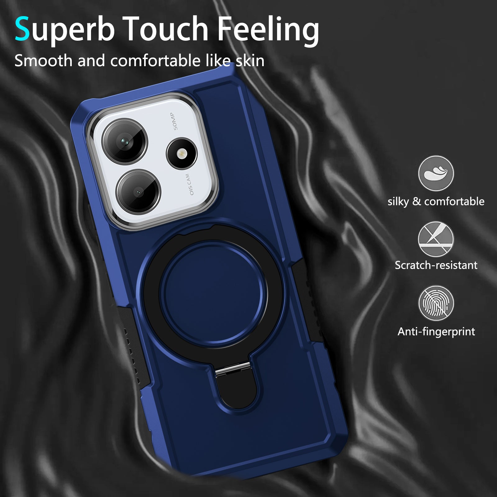 Xiaomi Redmi Note 14 5G Case Ring Kickstand [Navy]
