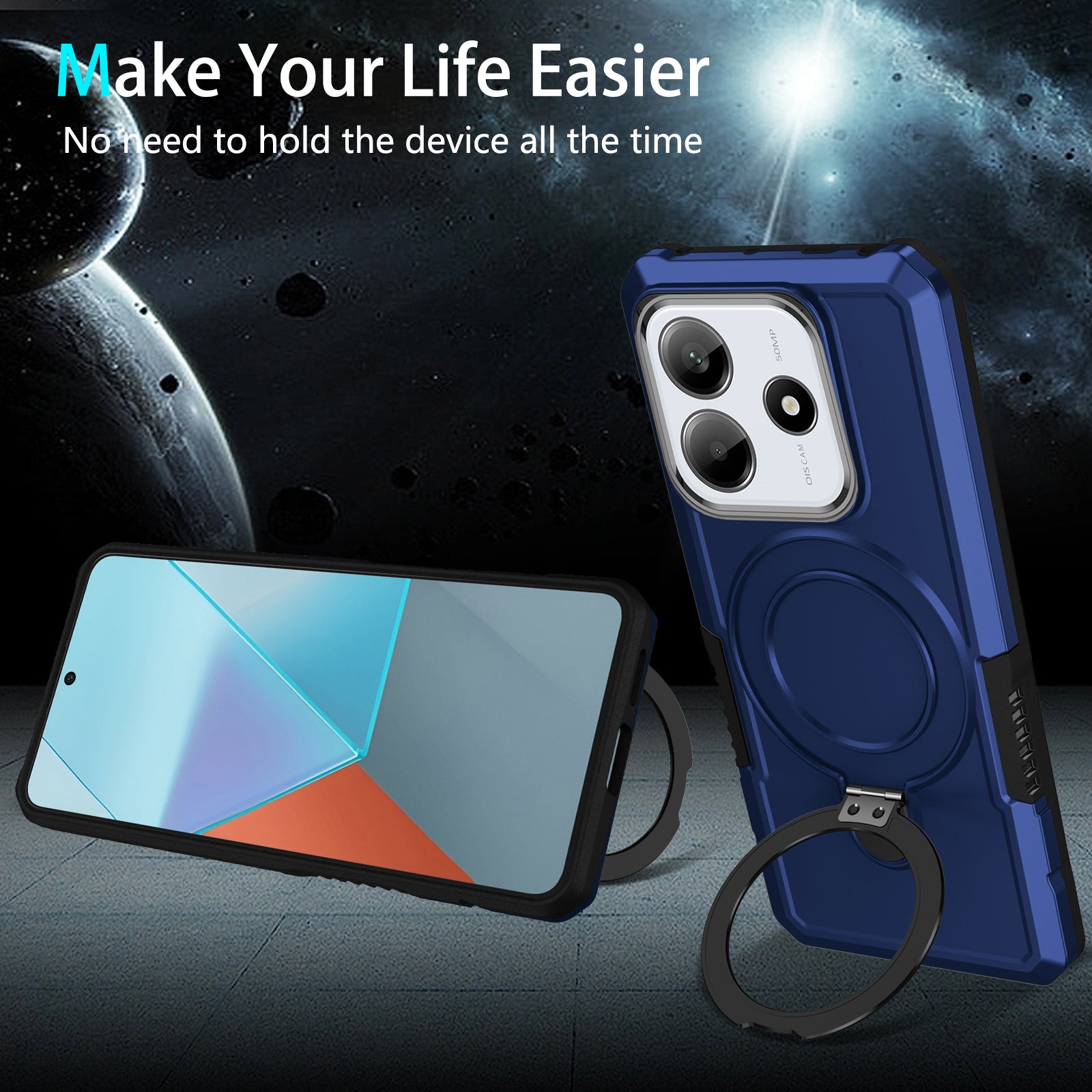 Xiaomi Redmi Note 14 5G Case Ring Kickstand [Navy]