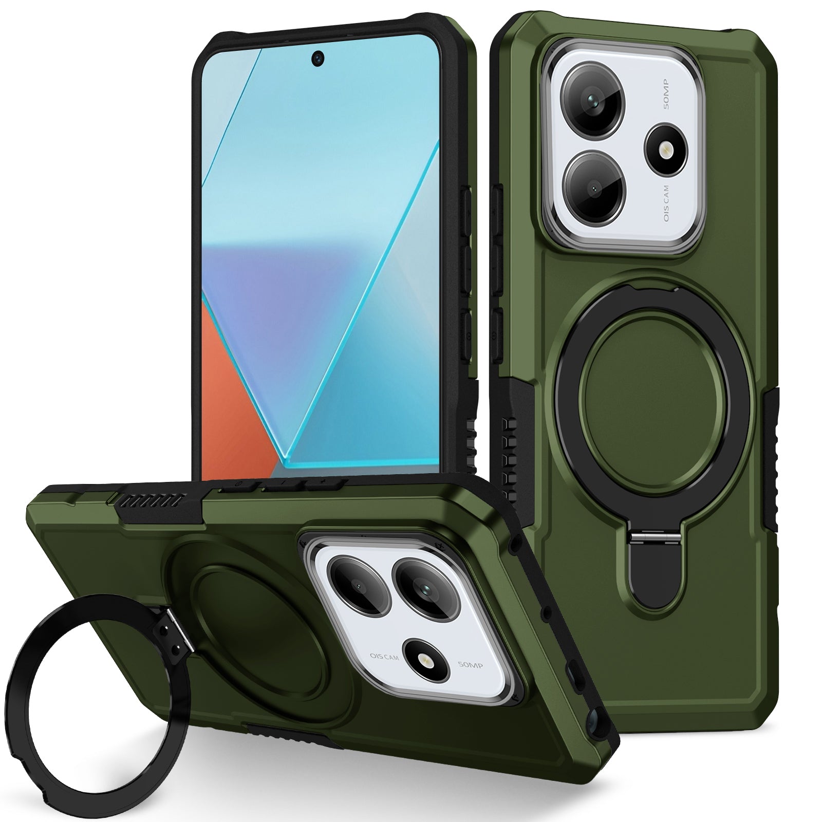 Xiaomi Redmi Note 14 5G Case Ring Kickstand [Green]