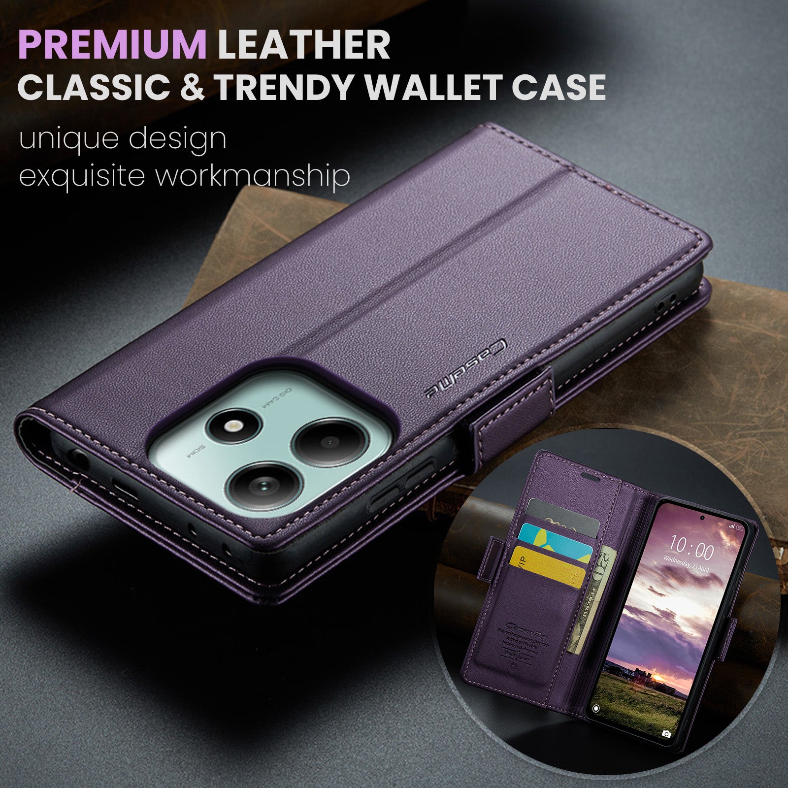 Xiaomi Redmi Note 14 5G CaseMe Retro Wallet Case [Purple]