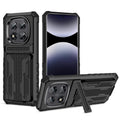 Xiaomi Redmi Note 14 Pro 5G Heavy Duty Kickstand Card Holder Case Shockproof Black - Black