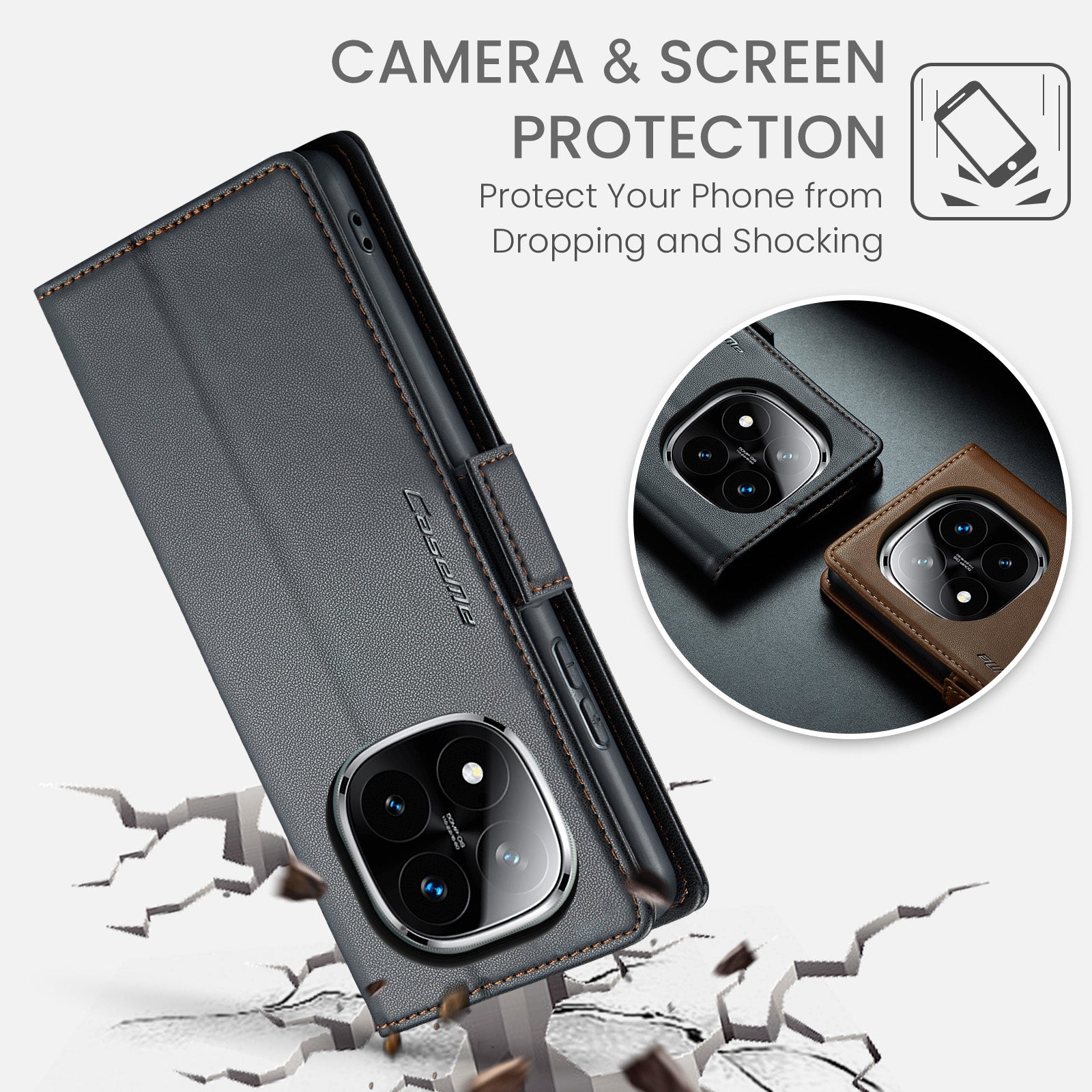 Xiaomi Redmi Note 14 Pro Plus 5G CaseMe Retro Wallet Case [Black]