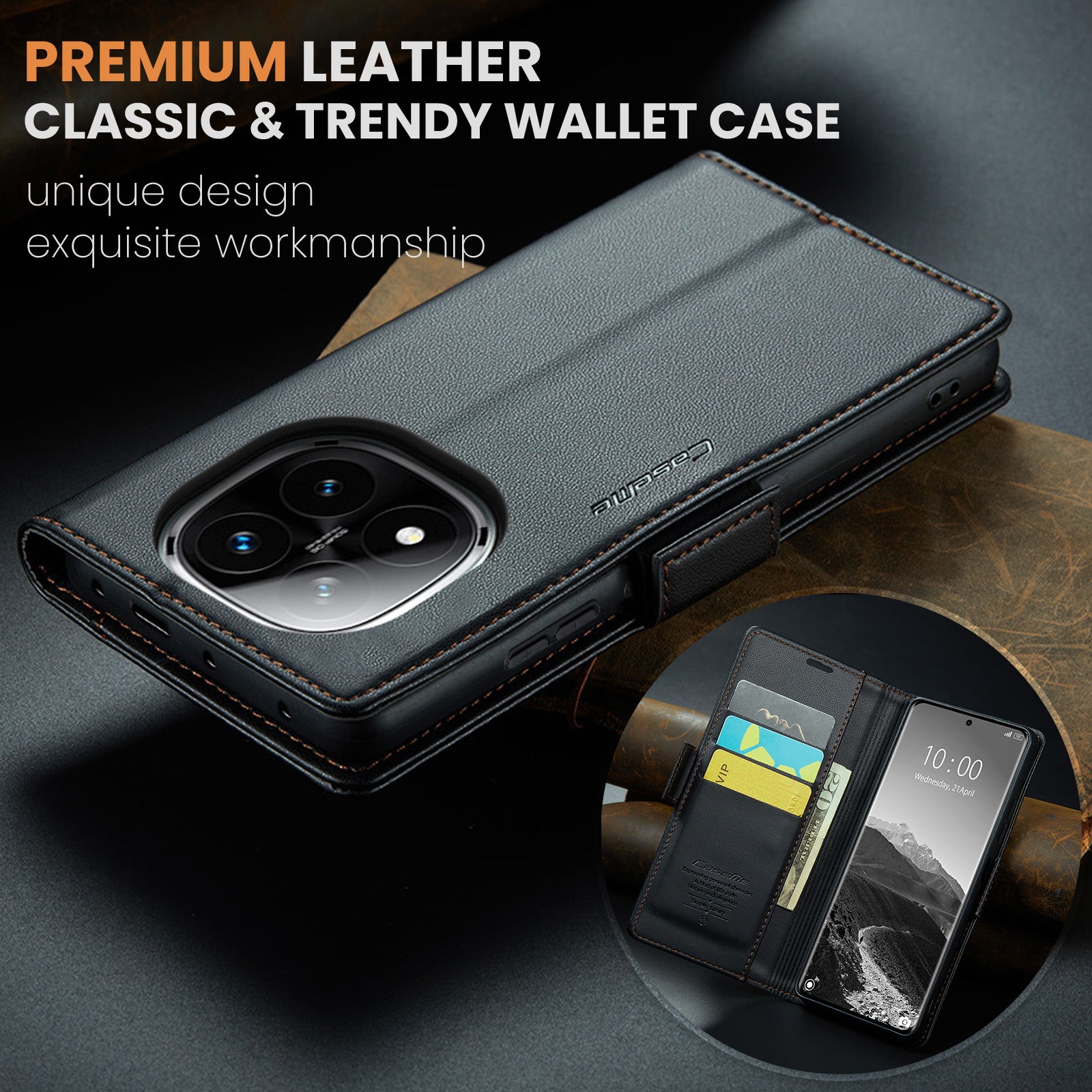 Xiaomi Redmi Note 14 Pro Plus 5G CaseMe Retro Wallet Case [Black]