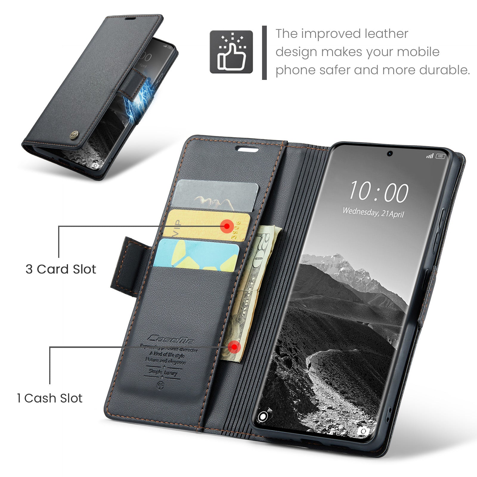 Xiaomi Redmi Note 14 Pro Plus 5G CaseMe Retro Wallet Case [Black]