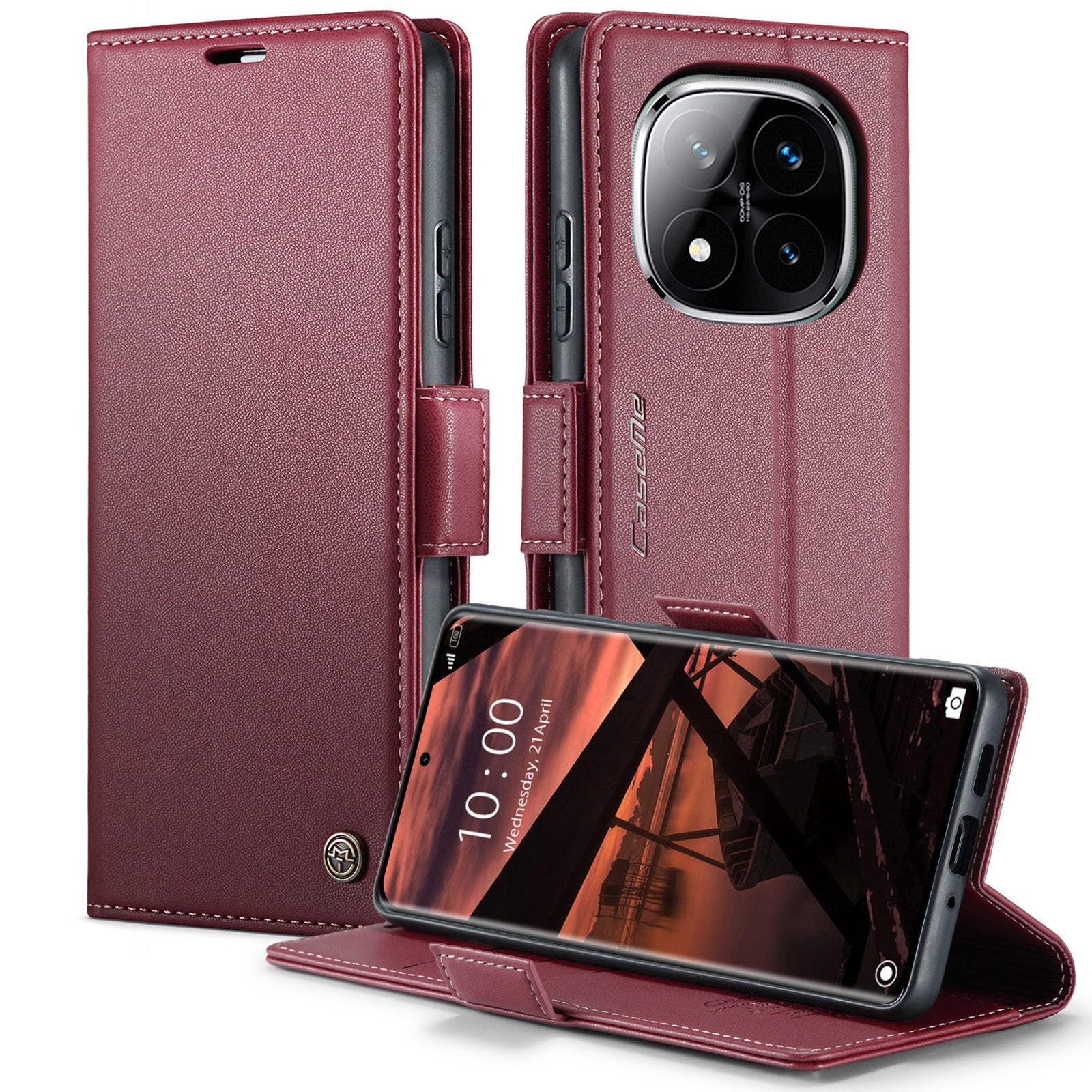 Xiaomi Redmi Note 14 Pro Plus 5G CaseMe Retro Wallet Case [Maroon]