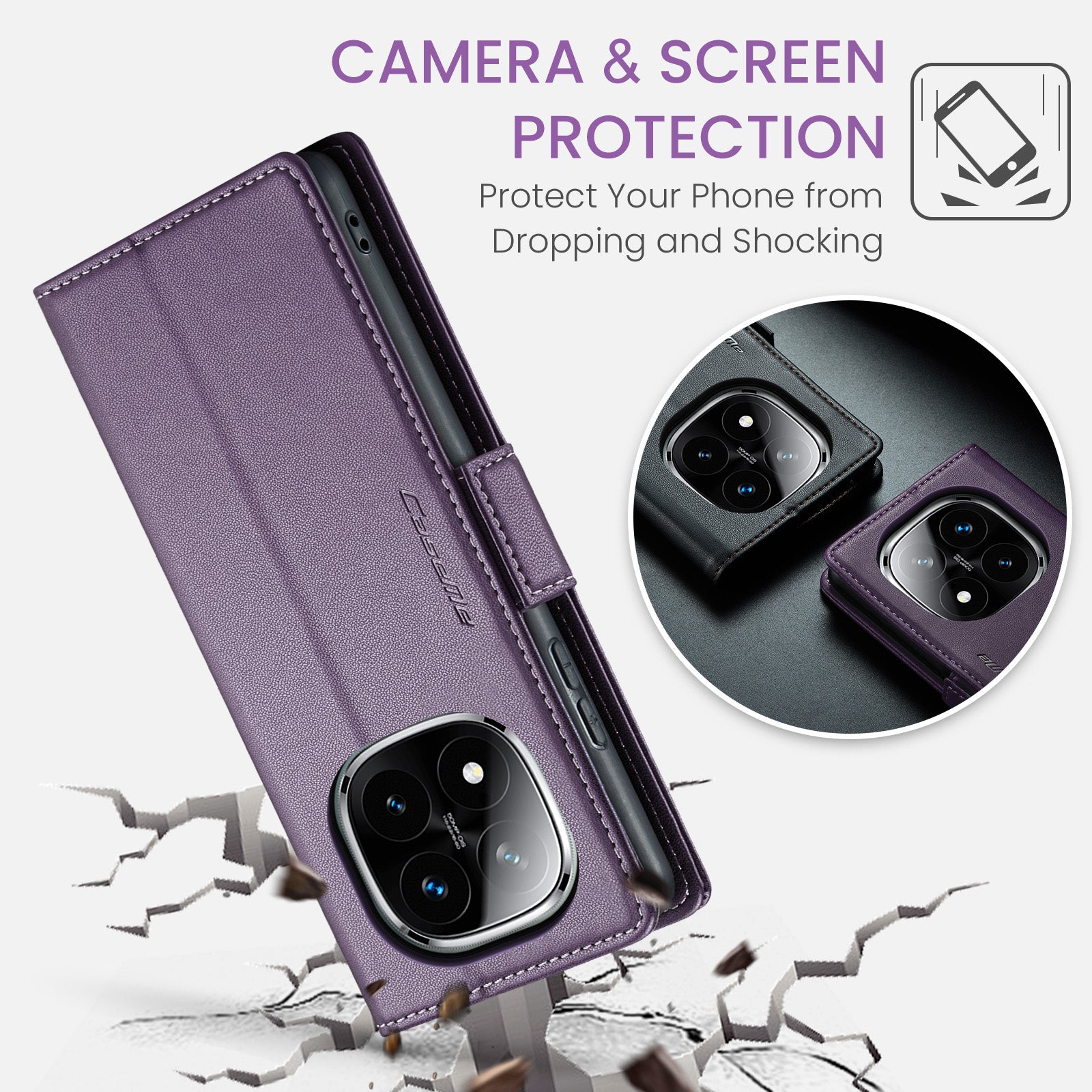 Xiaomi Redmi Note 14 Pro Plus 5G CaseMe Retro Wallet Case [Purple]