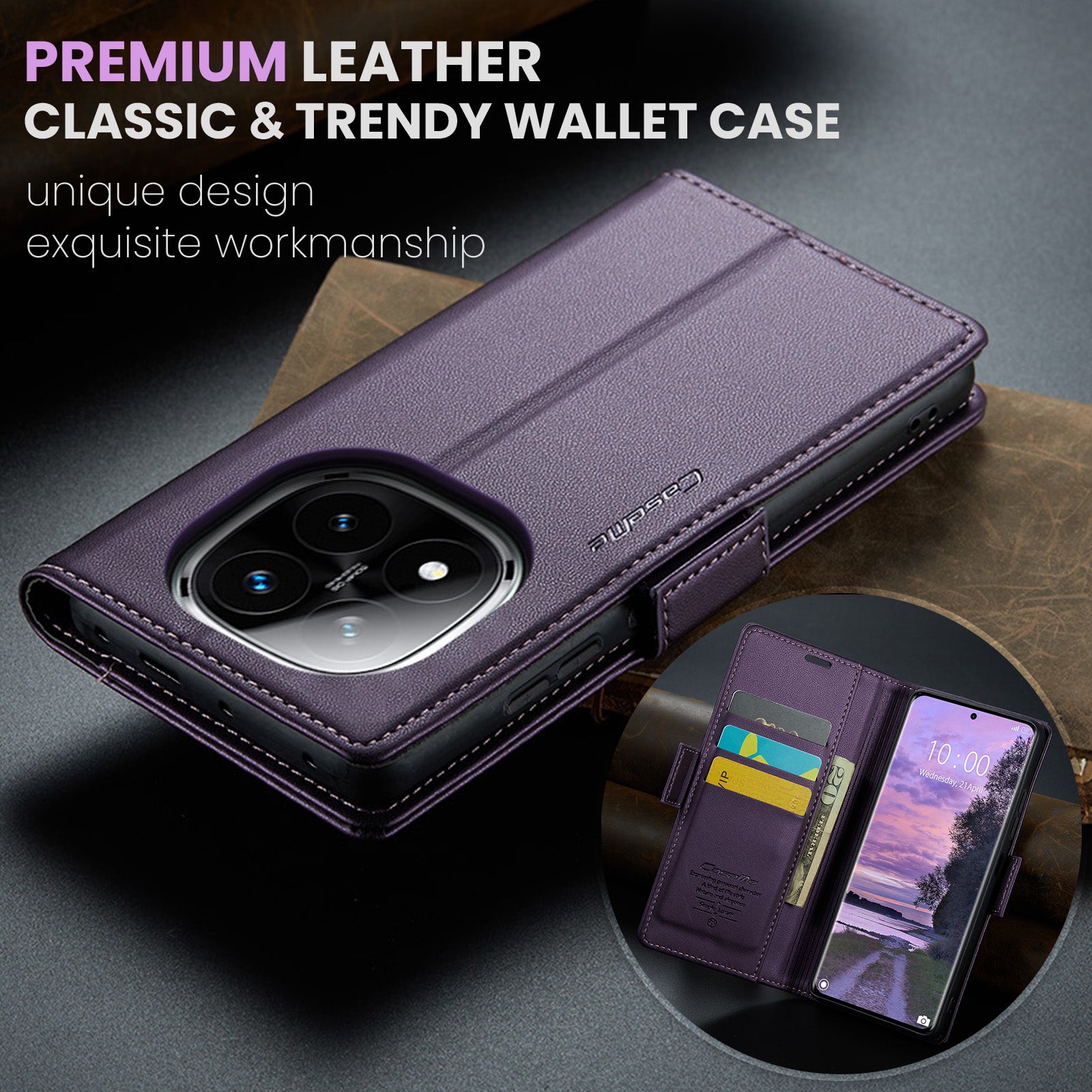 Xiaomi Redmi Note 14 Pro Plus 5G CaseMe Retro Wallet Case [Purple]