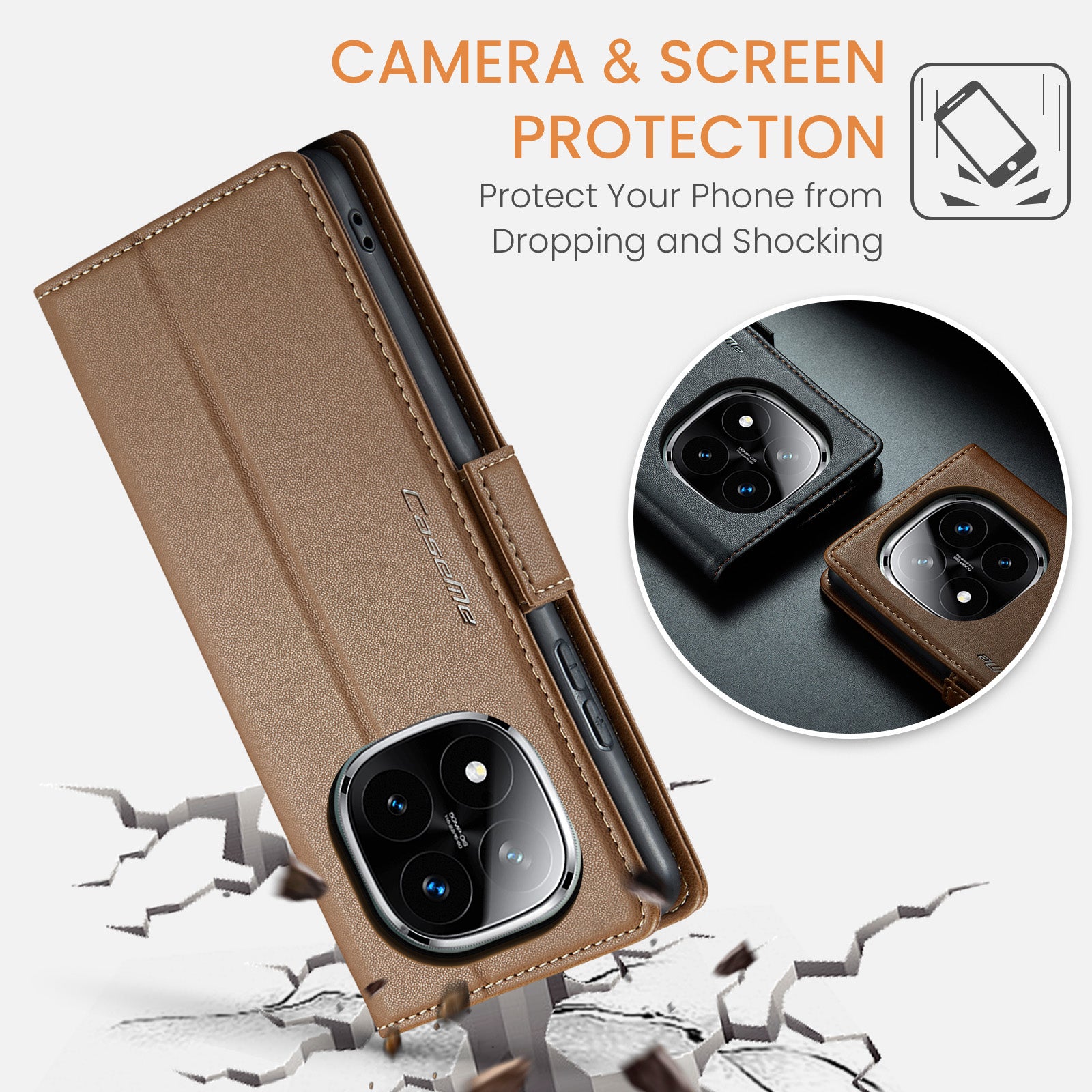 Xiaomi Redmi Note 14 Pro Plus 5G CaseMe Retro Wallet Case [Brown]