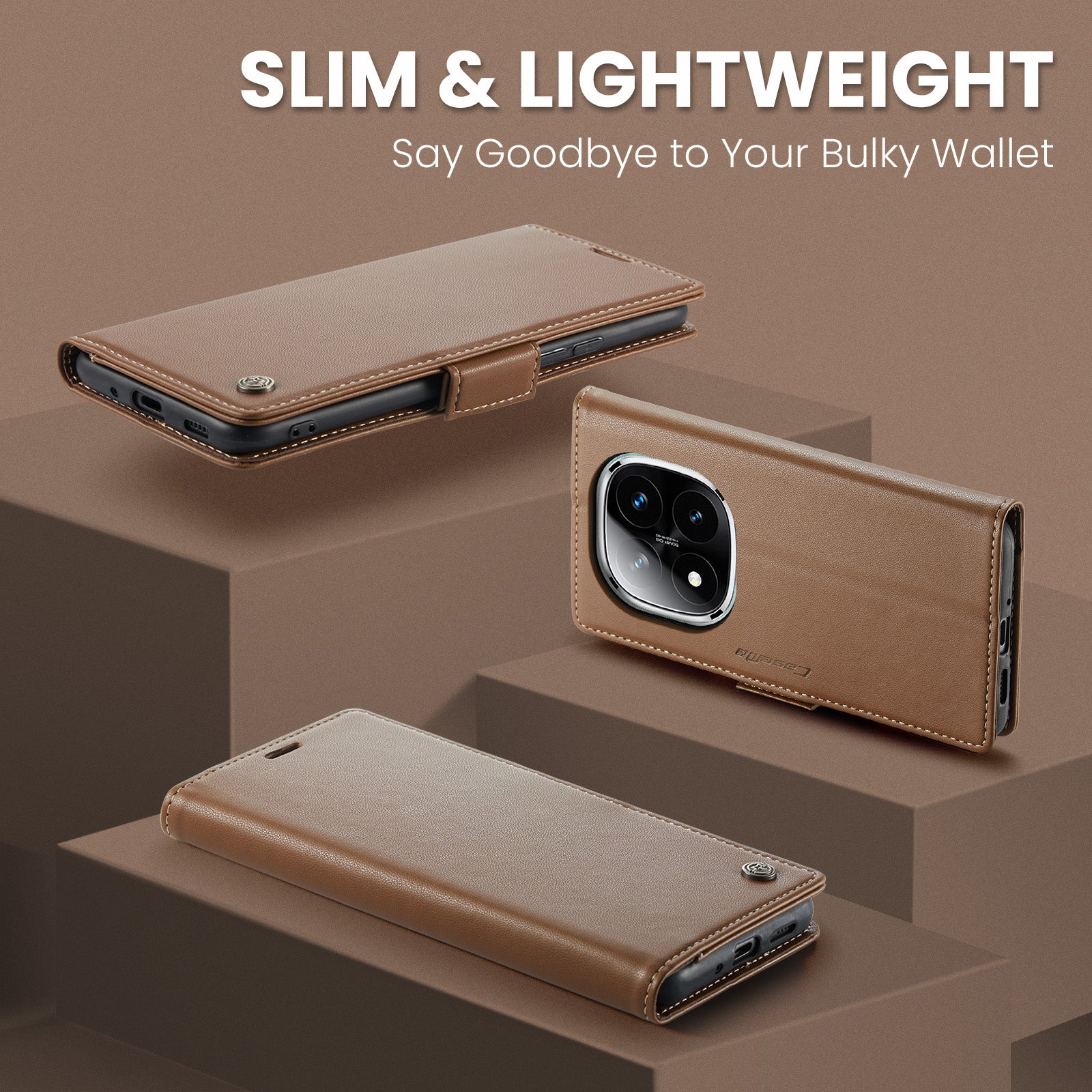 Xiaomi Redmi Note 14 Pro Plus 5G CaseMe Retro Wallet Case [Brown]