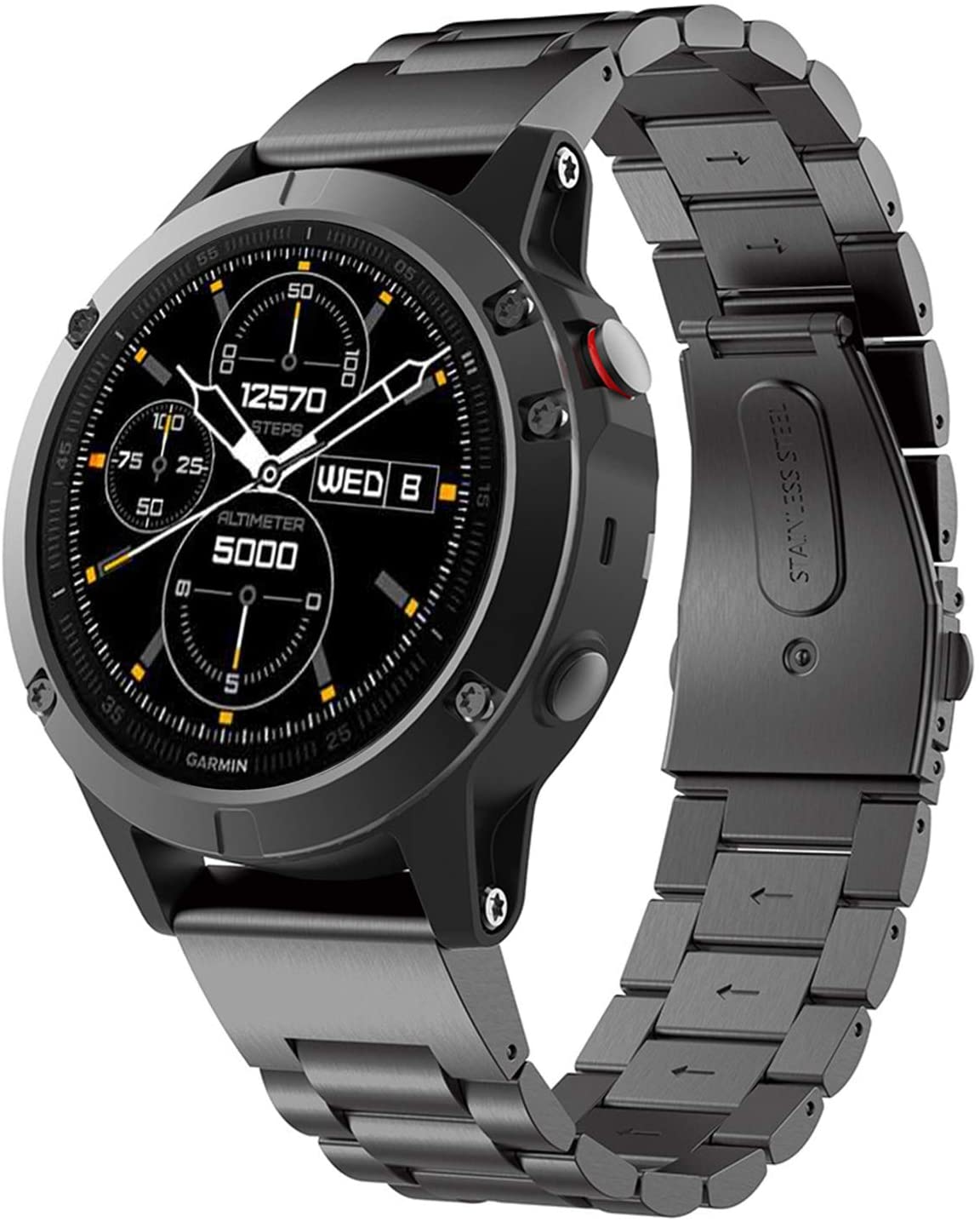 Garmin Forerunner 965 Strap Stainless Steel [Black]