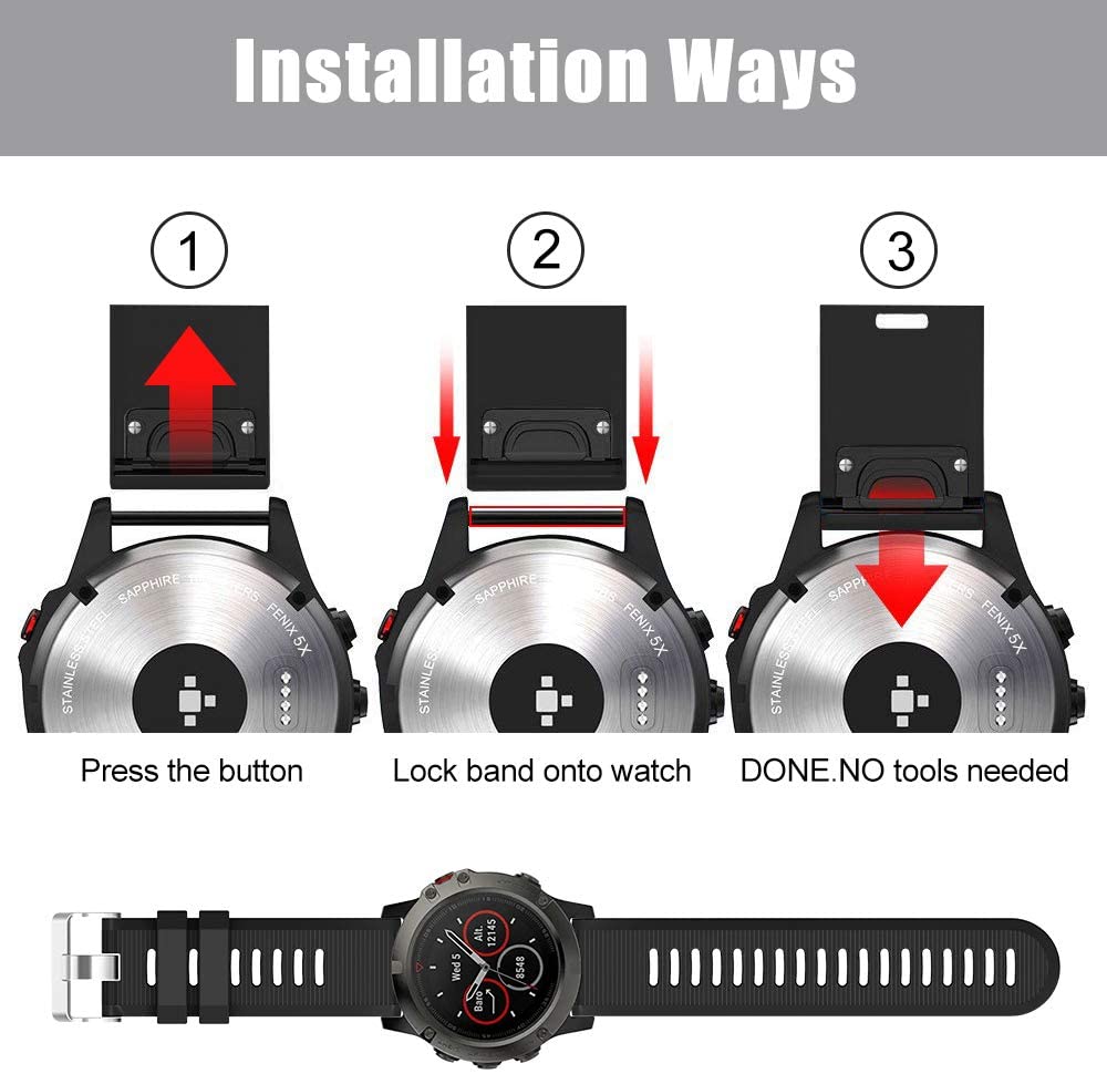 Garmin Instinct 3 - 50mm Silicone Strap [Black]