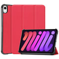 iPad Mini 7 (A17 Pro 2024) Tri Fold PU Leather Case [Red] - Red