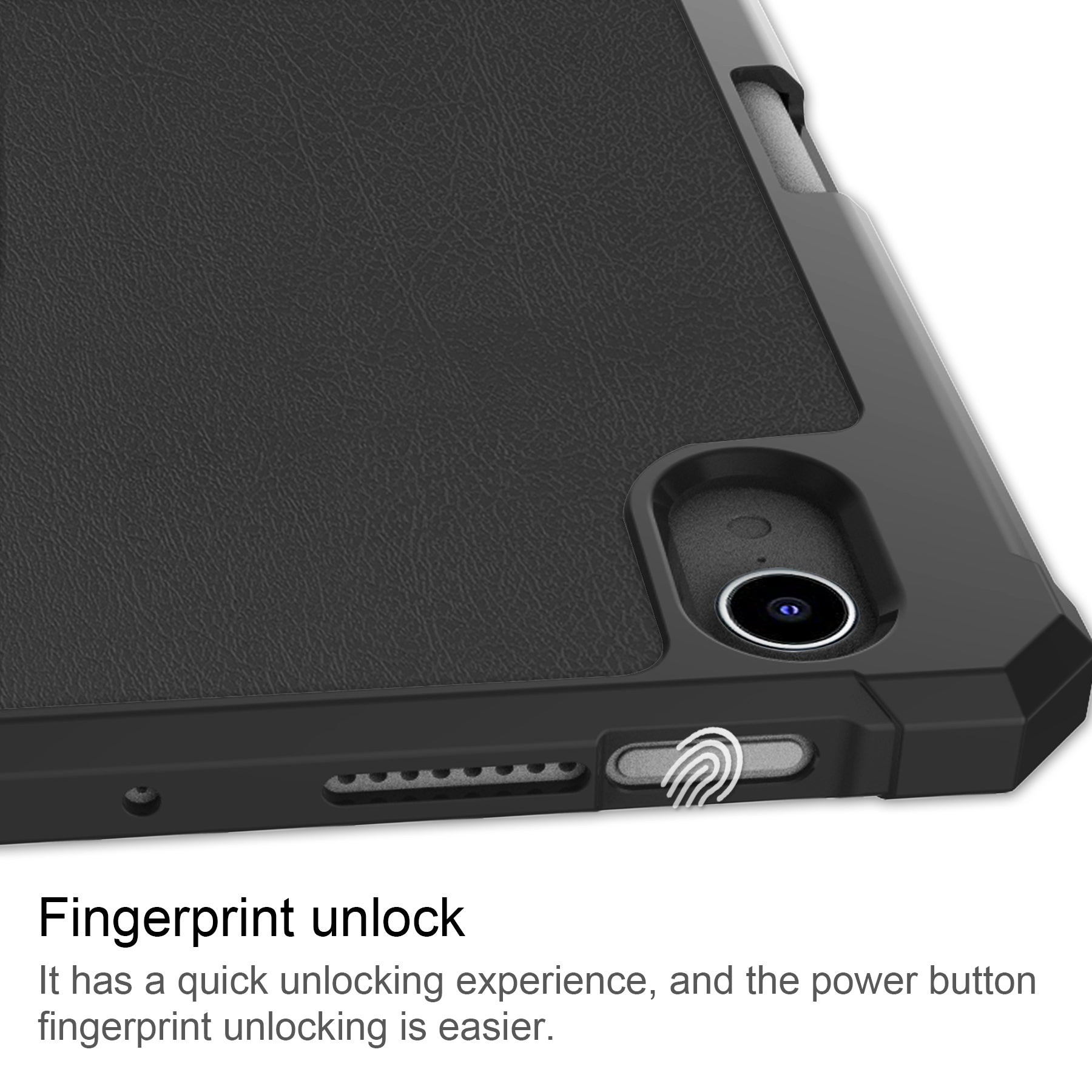 iPad Mini 7 (A17 Pro 2024) Tri Fold PU Leather Case with Pencil Holder [Black]