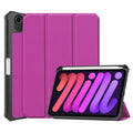 iPad Mini 7 (A17 Pro 2024) Tri Fold PU Leather Case with Pencil Holder [Purple] - Purple