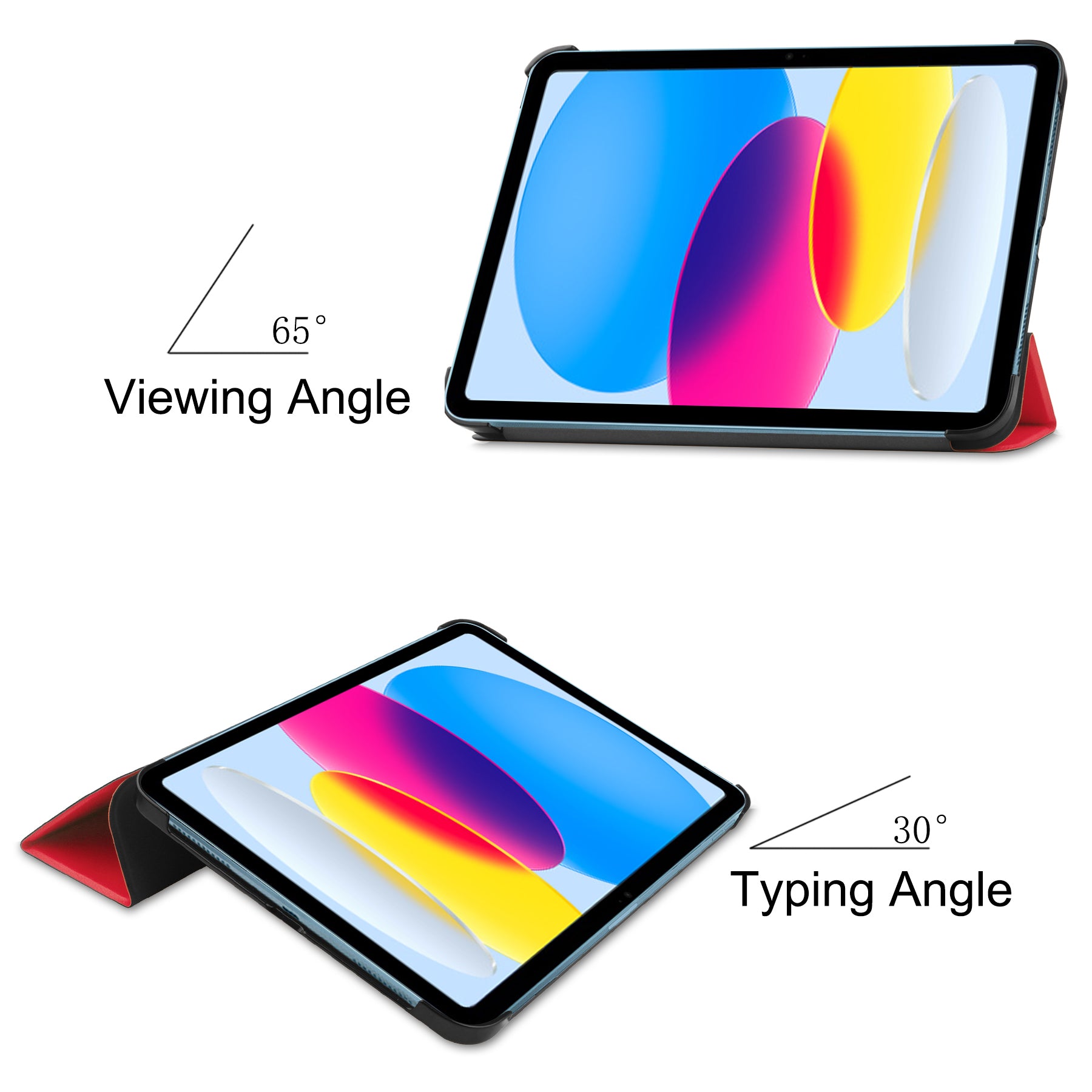 iPad 11 (A16, 2025) Tri Fold PU Leather Case [Red]