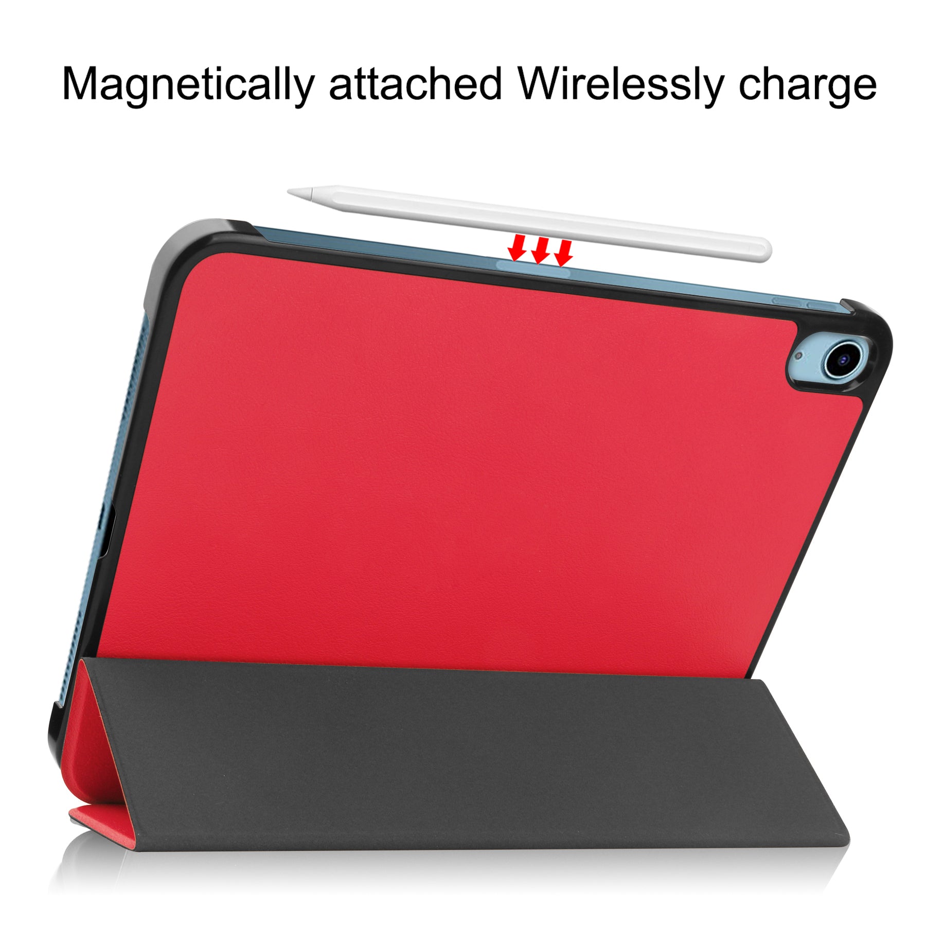 iPad 11 (A16, 2025) Tri Fold PU Leather Case [Red]