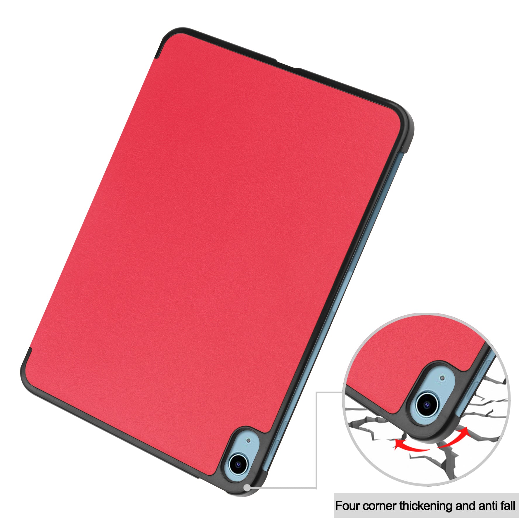 iPad 11 (A16, 2025) Tri Fold PU Leather Case [Red]