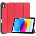 iPad 11 (A16, 2025) PU Leather Case with Pen Holder [Red] - Red
