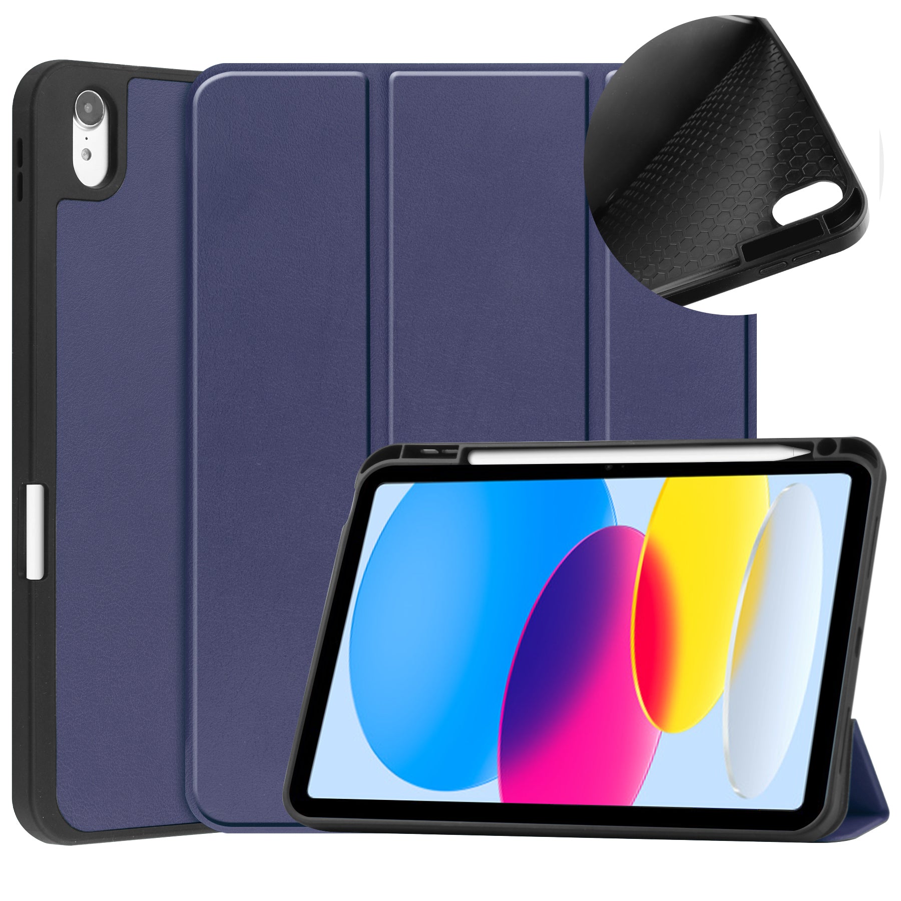 iPad 11 (A16, 2025) PU Leather Case with Pen Holder [Navy]