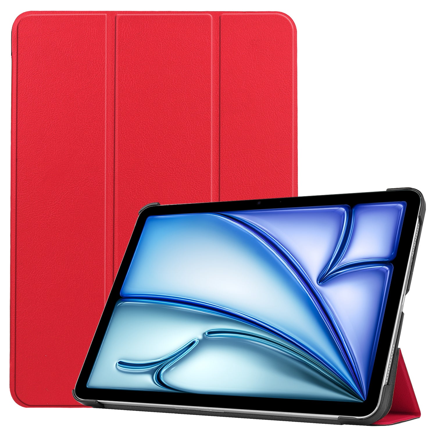 iPad Air 11 (M3, 2025) Tri Fold PU Leather Case [Red]