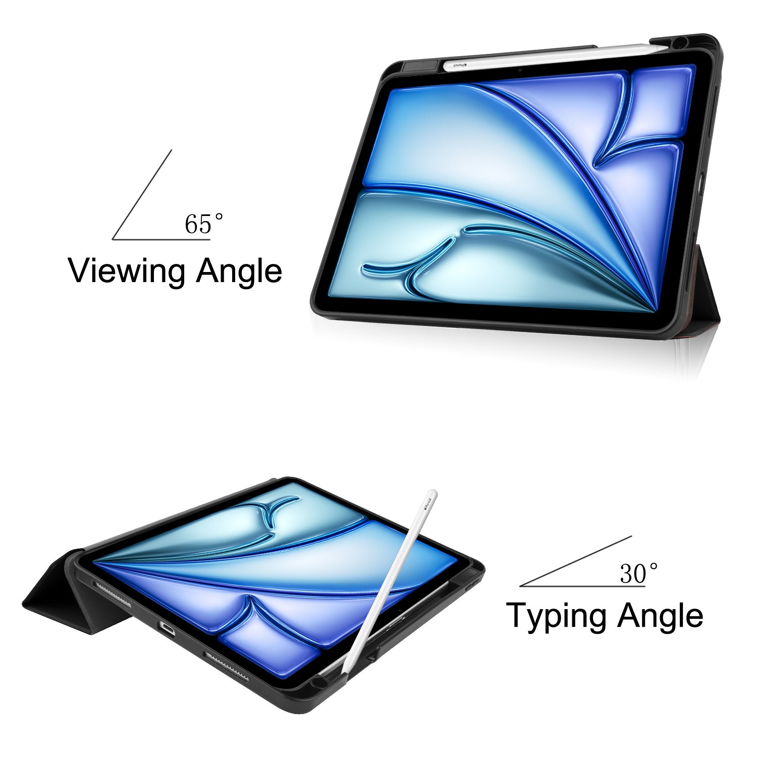 iPad Air 11 (M3, 2025) Tri Fold Case with Pen Holder [Black]