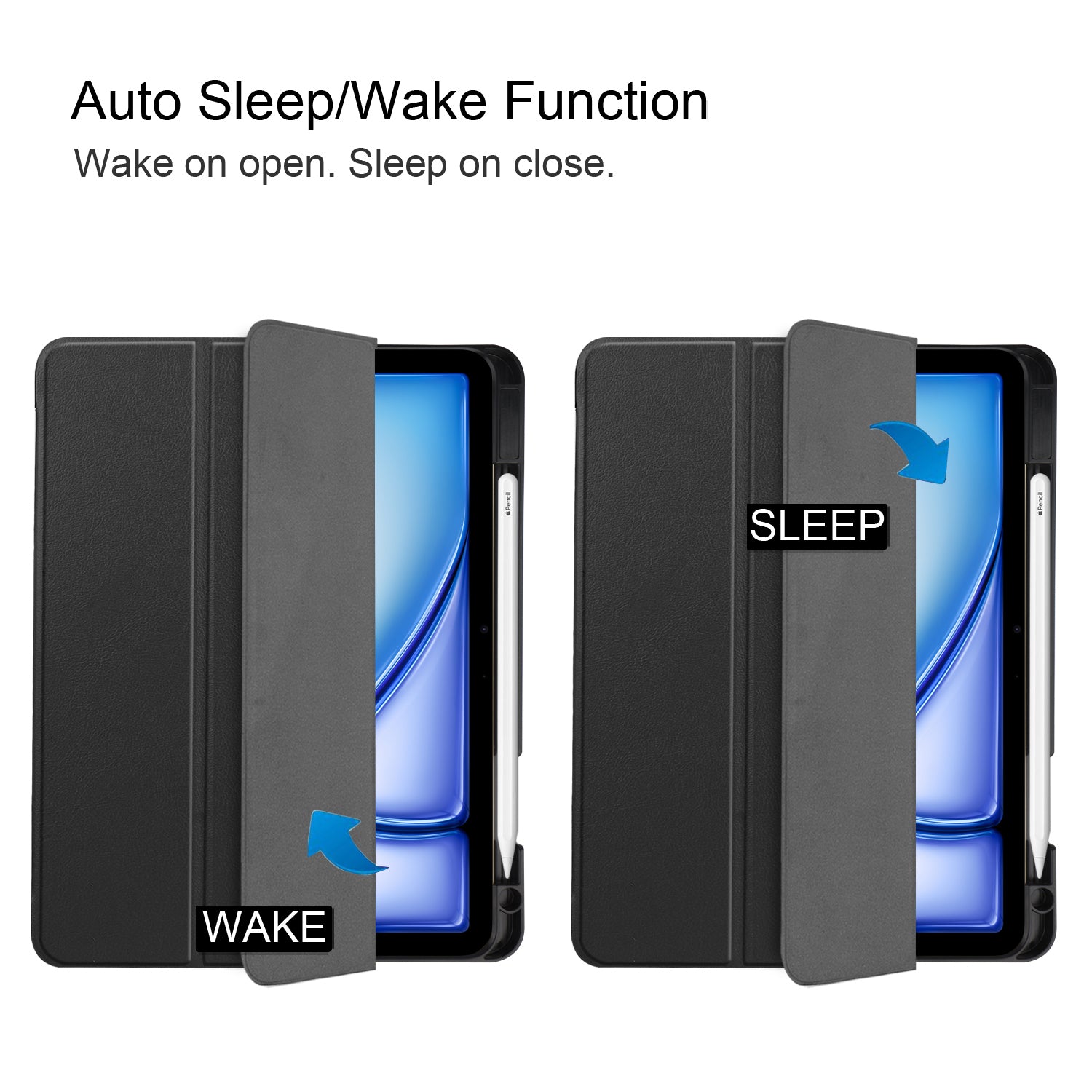 iPad Air 11 (M3, 2025) Tri Fold Case with Pen Holder [Black]