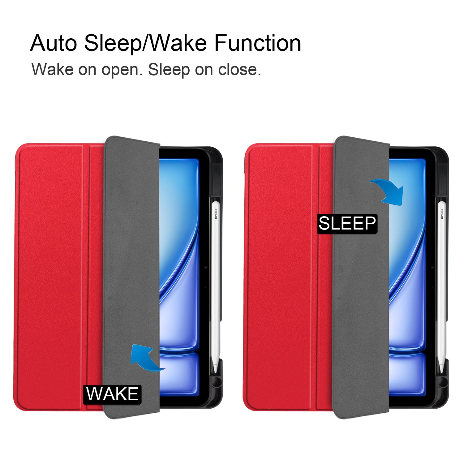 iPad Air 11 (M3, 2025) Tri Fold Case with Pen Holder [Red]