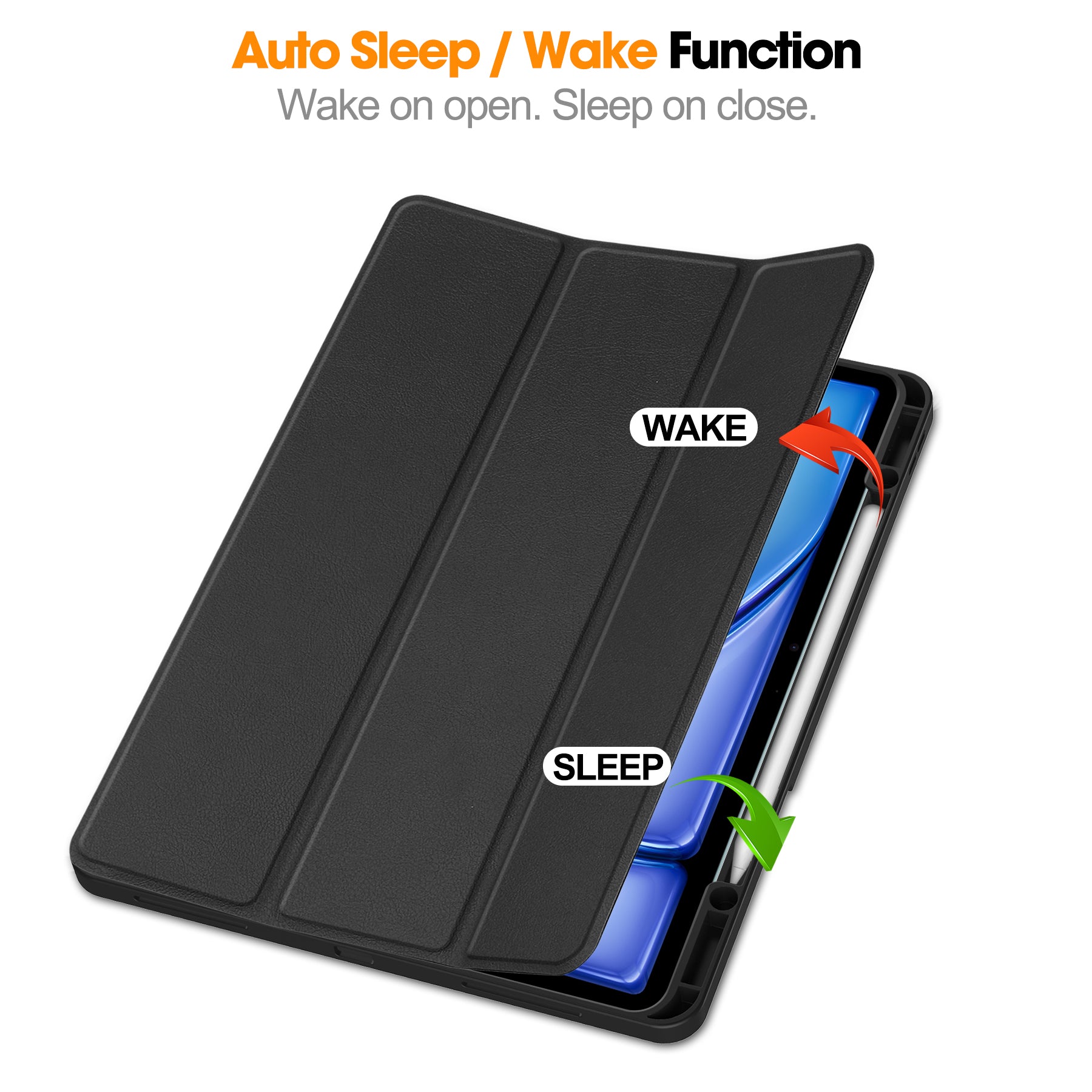 iPad Air 13 (M3, 2025) Tri Fold Case with Pen Holder [Black]