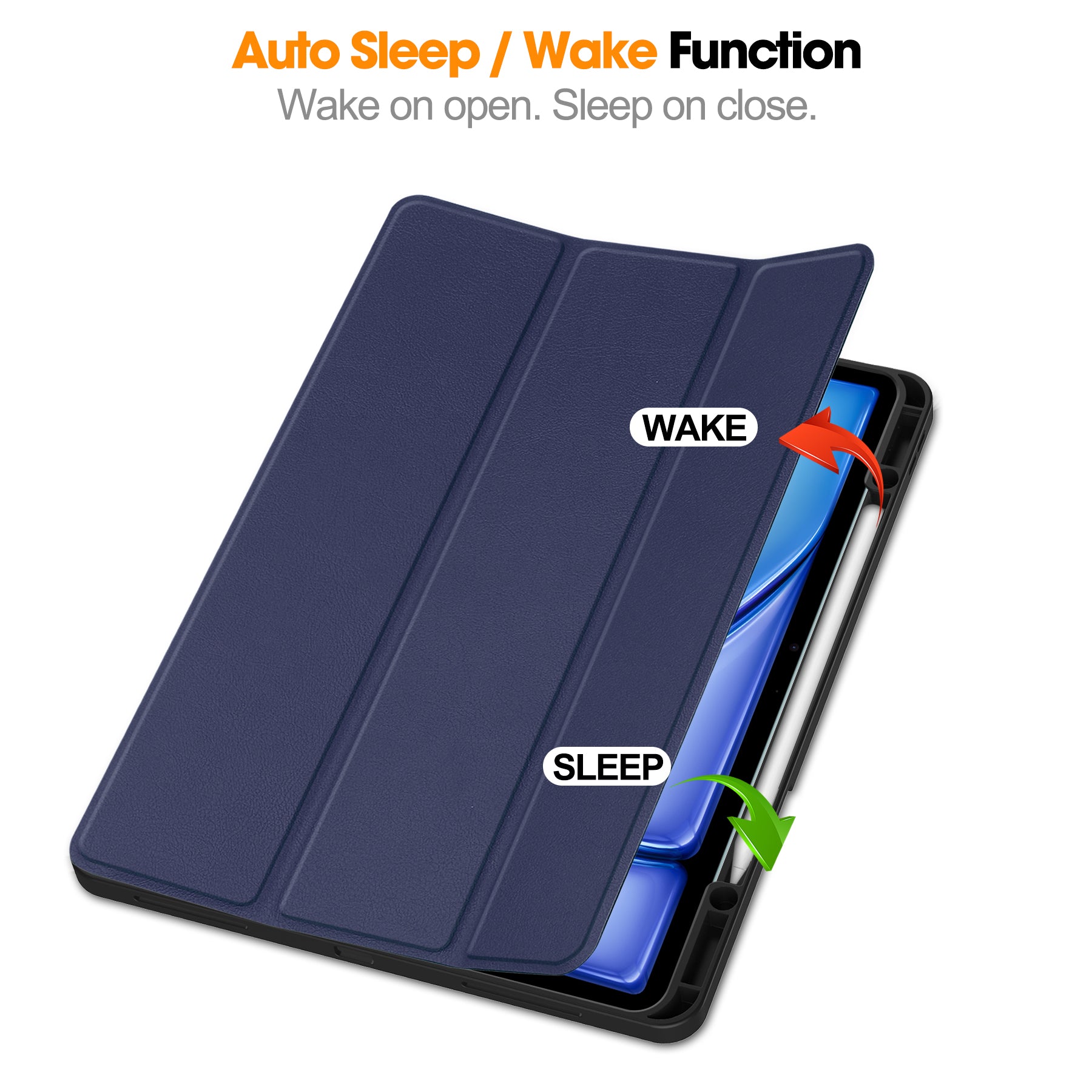 iPad Air 13 (M3, 2025) Tri Fold Case with Pen Holder [Navy]