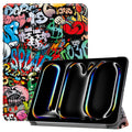 Premium Quality Tri-fold PU Leather Case for iPad Pro 11 (M4 2024, M5 2025) [Graffiti] - Graffiti