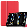 Premium Quality Tri-fold PU Leather Case for iPad Pro 11 (M4 2024, M5 2025) [Red] - Red