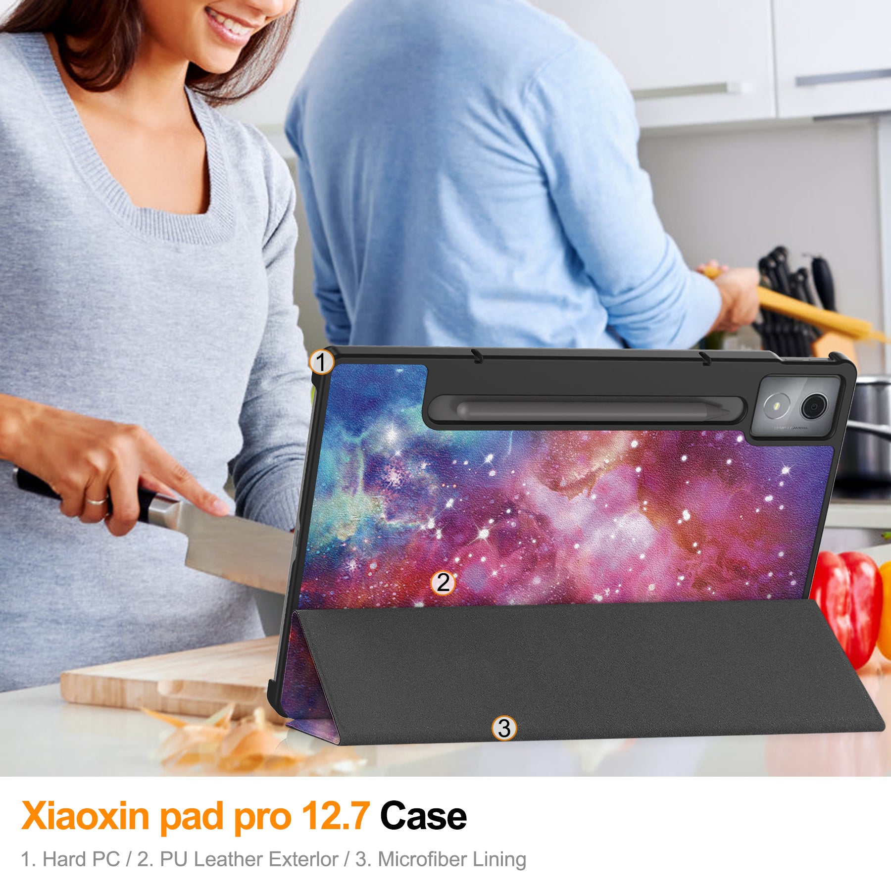 Lenovo Idea Tab Pro 12.7" Designer Tri Fold Case [Galaxy]