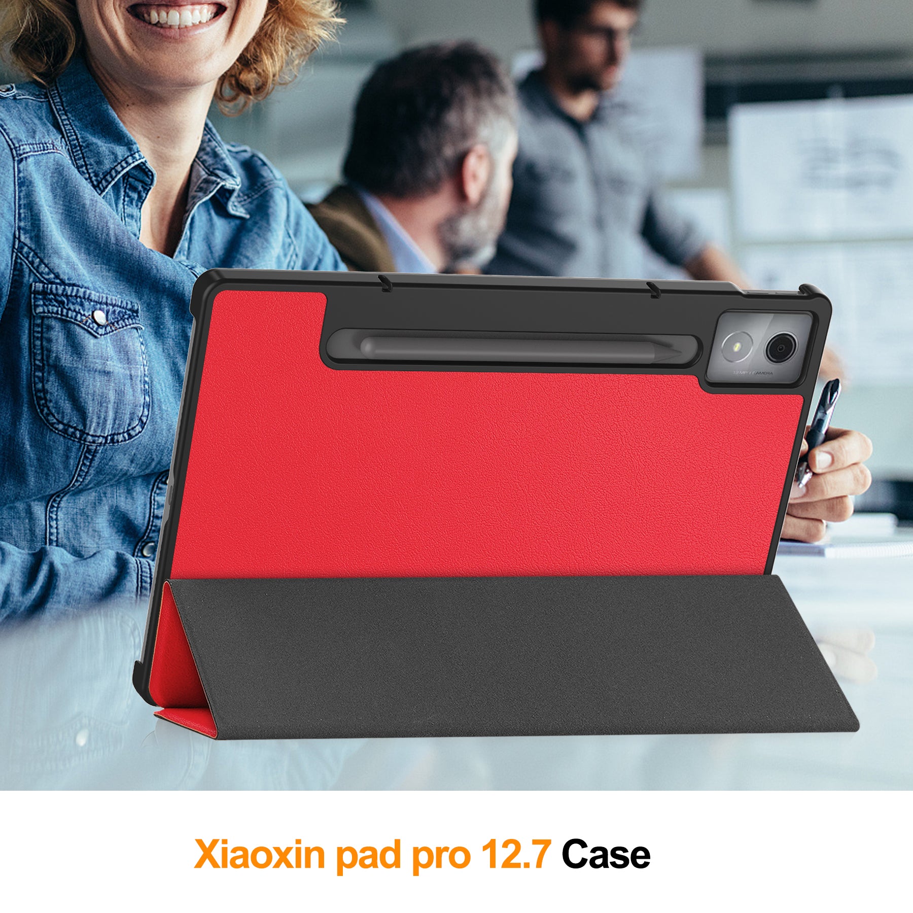 Lenovo Idea Tab Pro 12.7" Tri Fold PU Leather Case [Red]