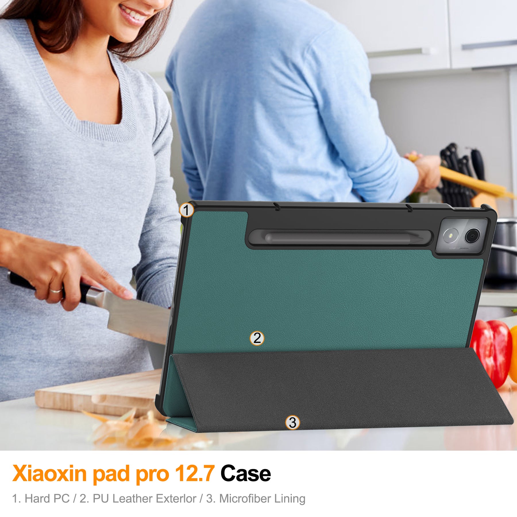 Lenovo Idea Tab Pro 12.7" Tri Fold PU Leather Case [Teal]