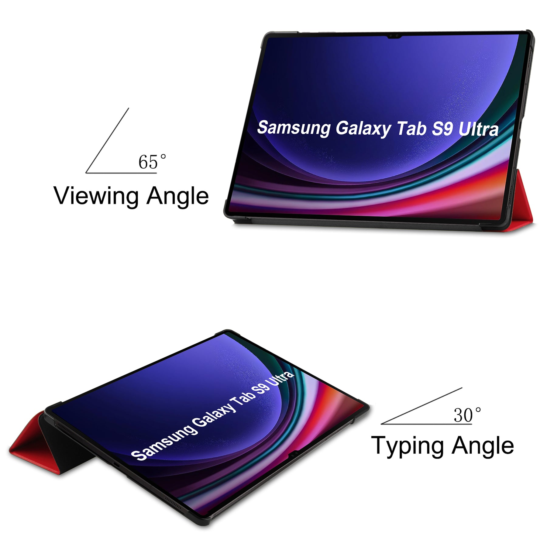 Samsung Galaxy Tab S10 Ultra Tri Fold PU Leather Case [Red]