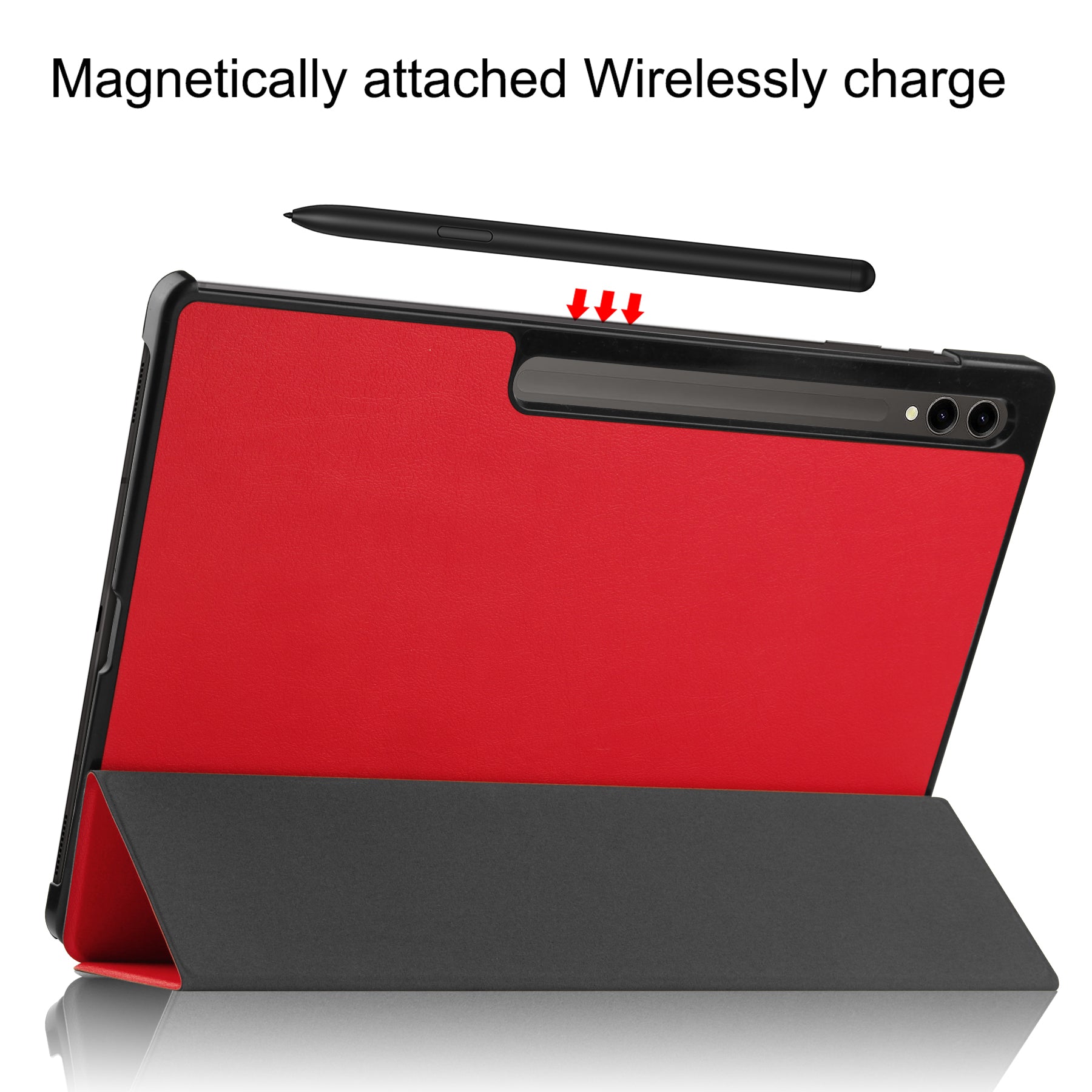 Samsung Galaxy Tab S10 Ultra Tri Fold PU Leather Case [Red]