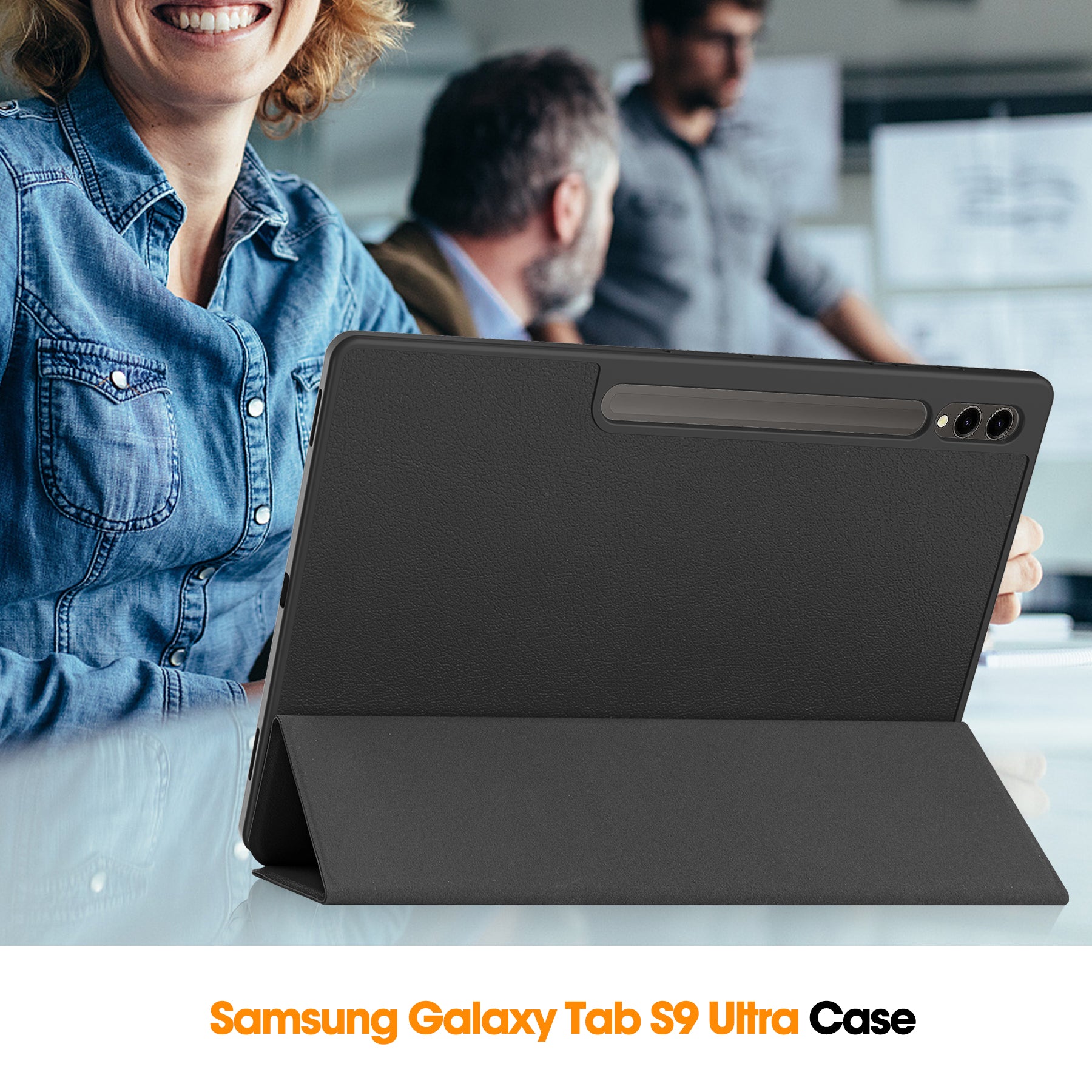 Samsung Galaxy Tab S10 Ultra Tri Fold Case with Pen Holder [Black]