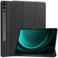 Samsung Galaxy Tab S10 Plus PU Leather Case with Pen Holder [Black] - Black