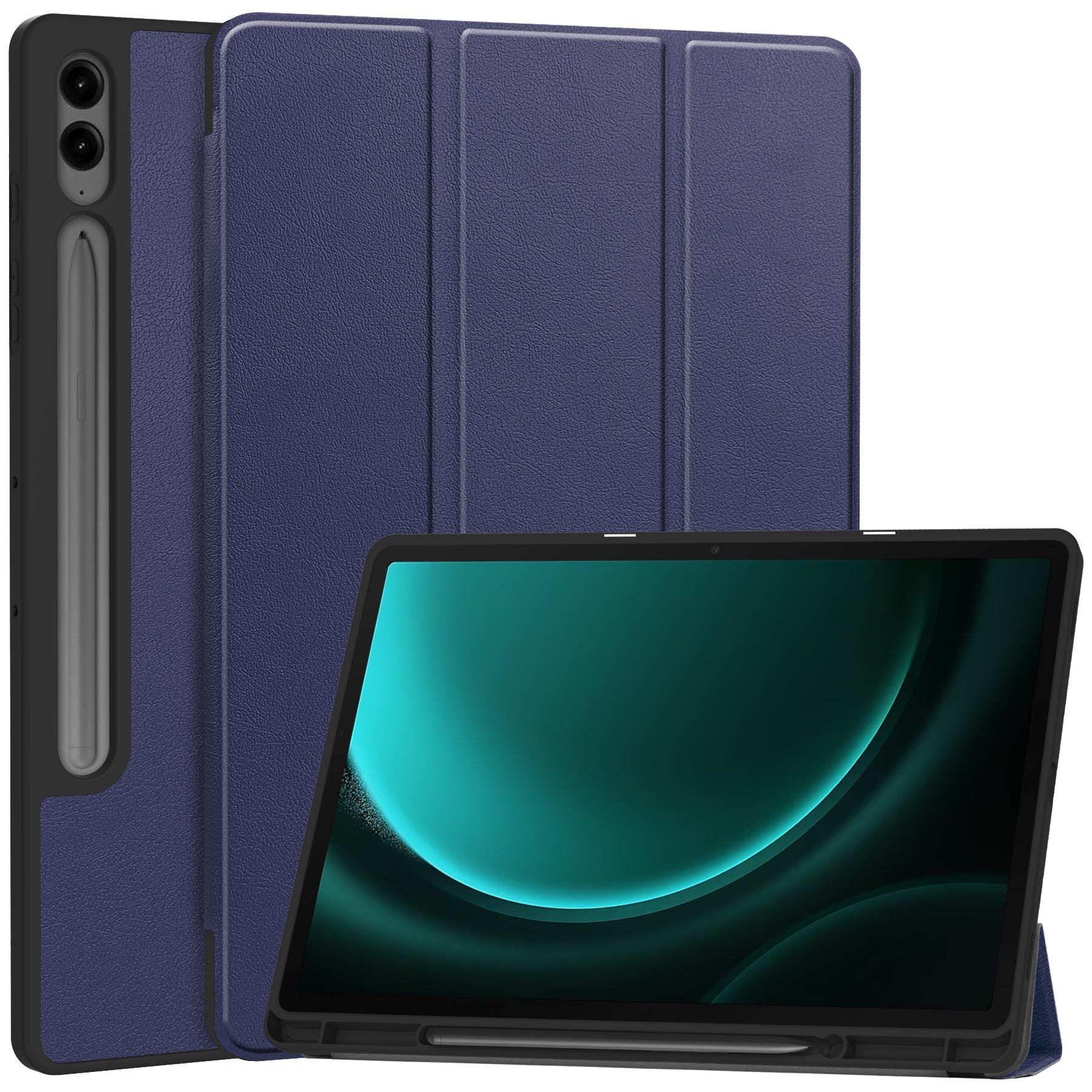 Samsung Galaxy Tab S10 Plus PU Leather Case with Pen Holder [Navy]