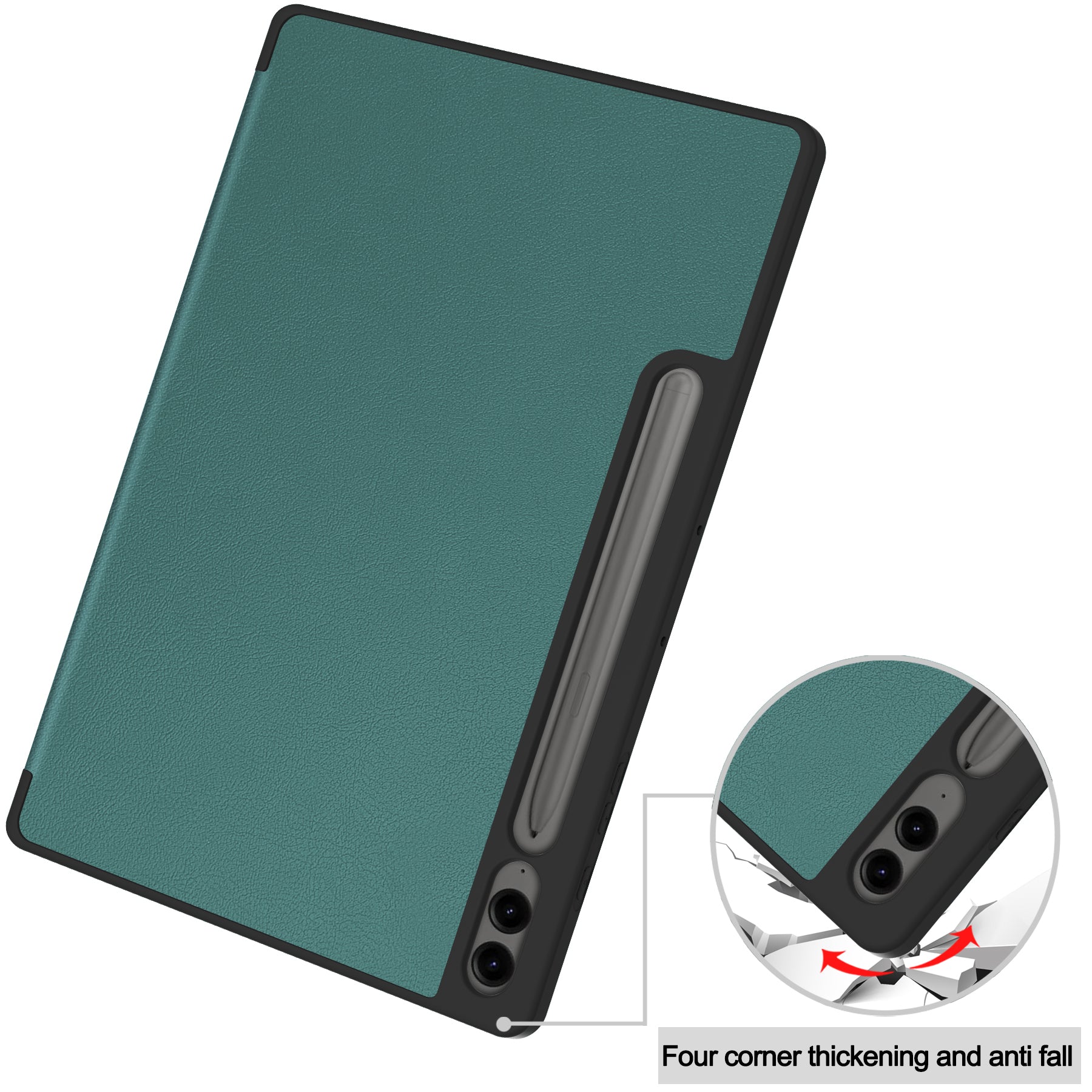 Samsung Galaxy Tab S10 Plus PU Leather Case with Pen Holder [Teal]